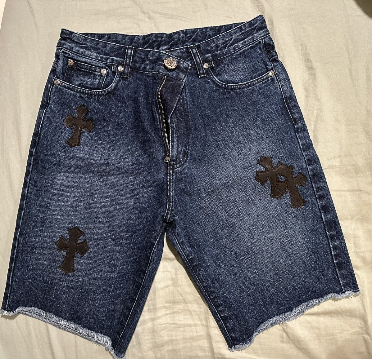Chrome Hearts Chrome Hearts Denim Black Patch Shorts Size US 27 - 1 Thumbnail