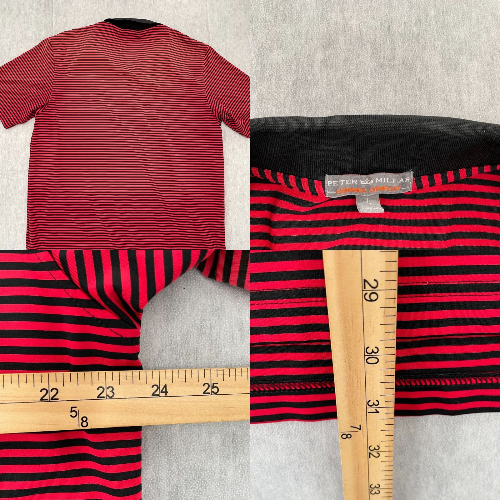 Peter Millar Peter Millar Shirt Adult Large Red Black Polo Striped Summer Comfort Logo Mens L Size US L / EU 52-54 / 3 - 8 Thumbnail
