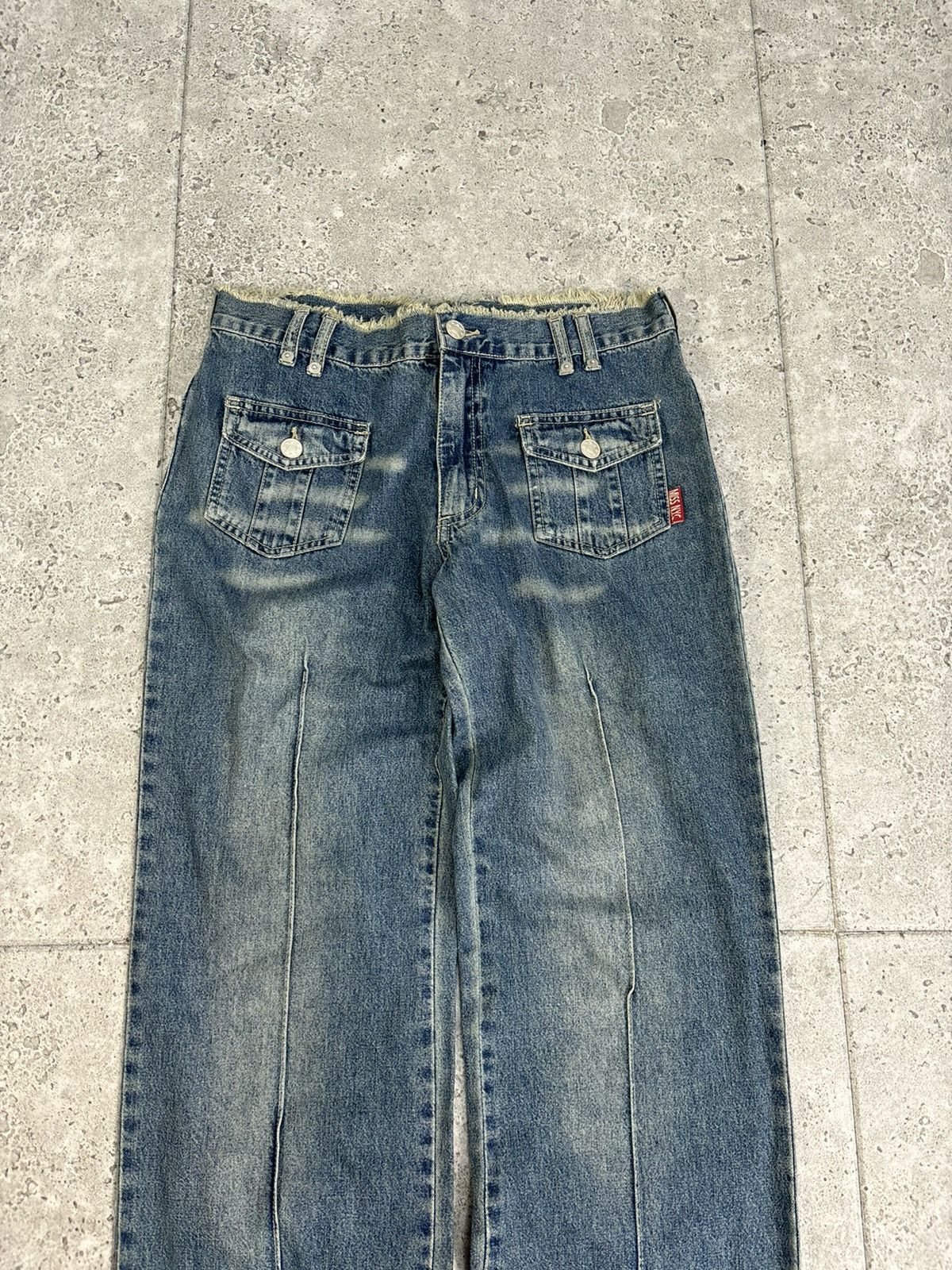 Japanese Brand × Vintage Archive Japanese Distressed Faded Fur Denim Pants Wideleg Size 30" / US 8 / IT 44 - 3 Thumbnail