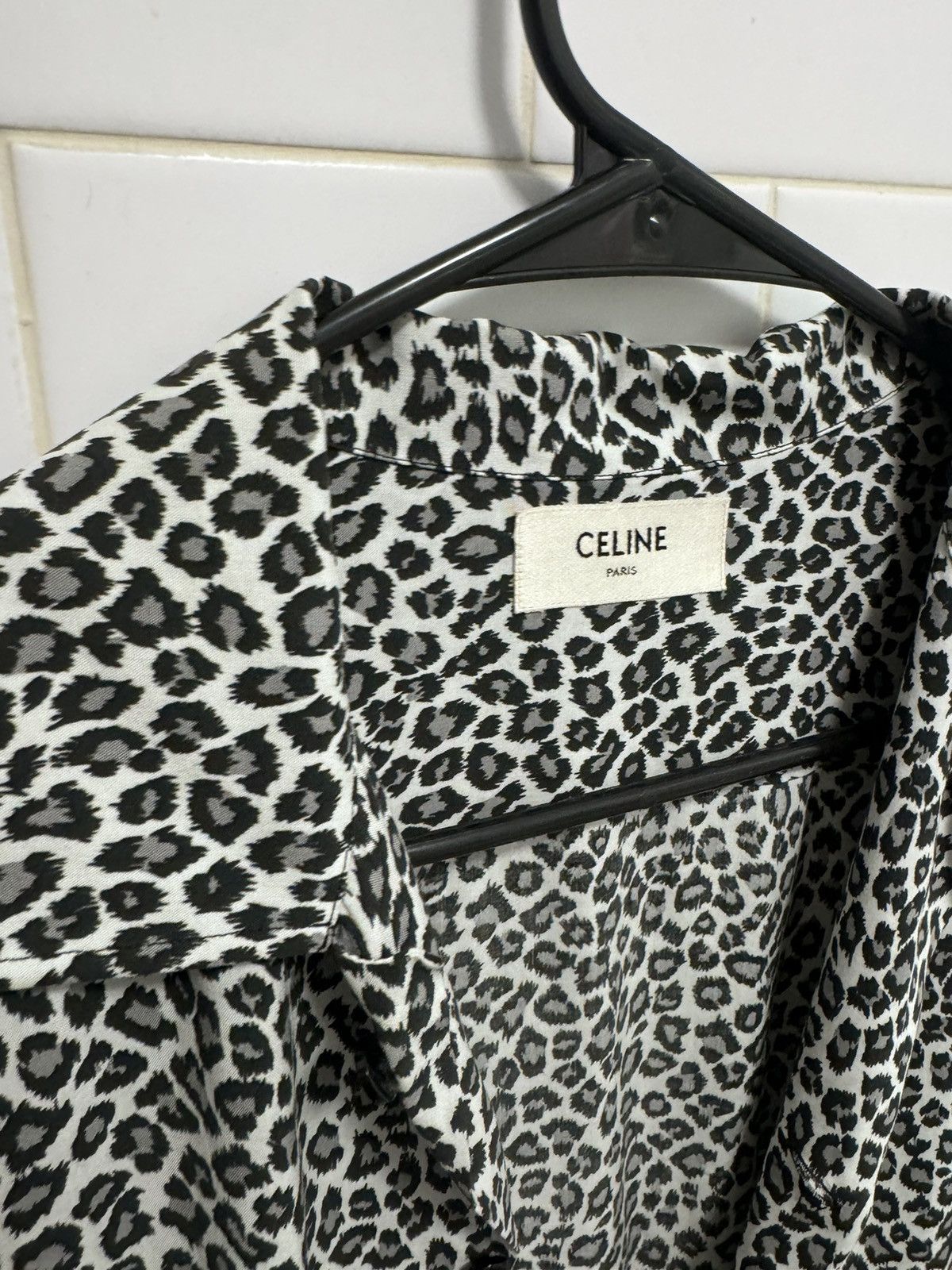 Celine Celine by hedi slimane leopard babycat button shirt | Grailed