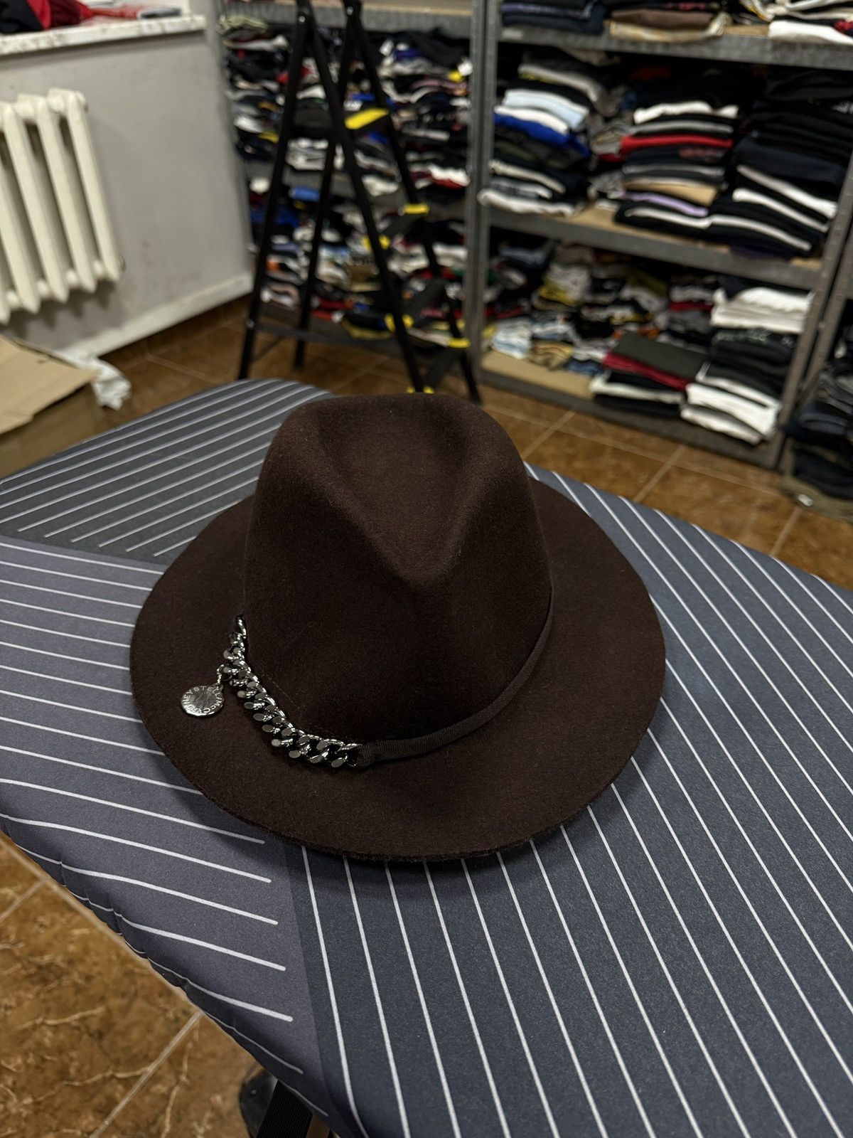 Stella McCartney ❗️New🇮🇹 Stella McCartney Chain-Trim Wool Felt Fedora Hat Italy Size ONE SIZE - 3 Thumbnail
