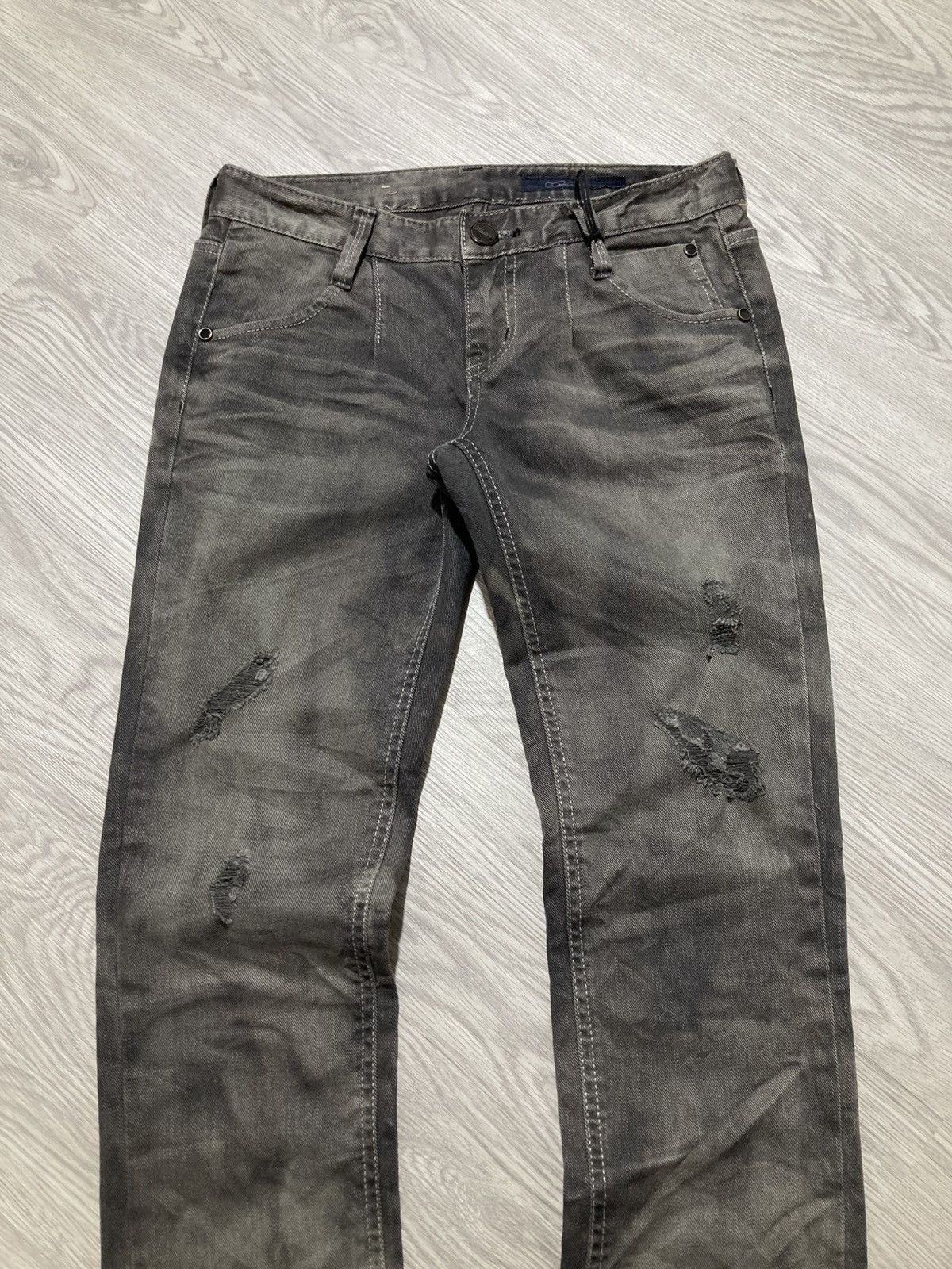 Tornado Mart 2000s Crown Denim Ripped Clawmark Denim Jeans Punk Gothic Size US 27 - 9 Thumbnail