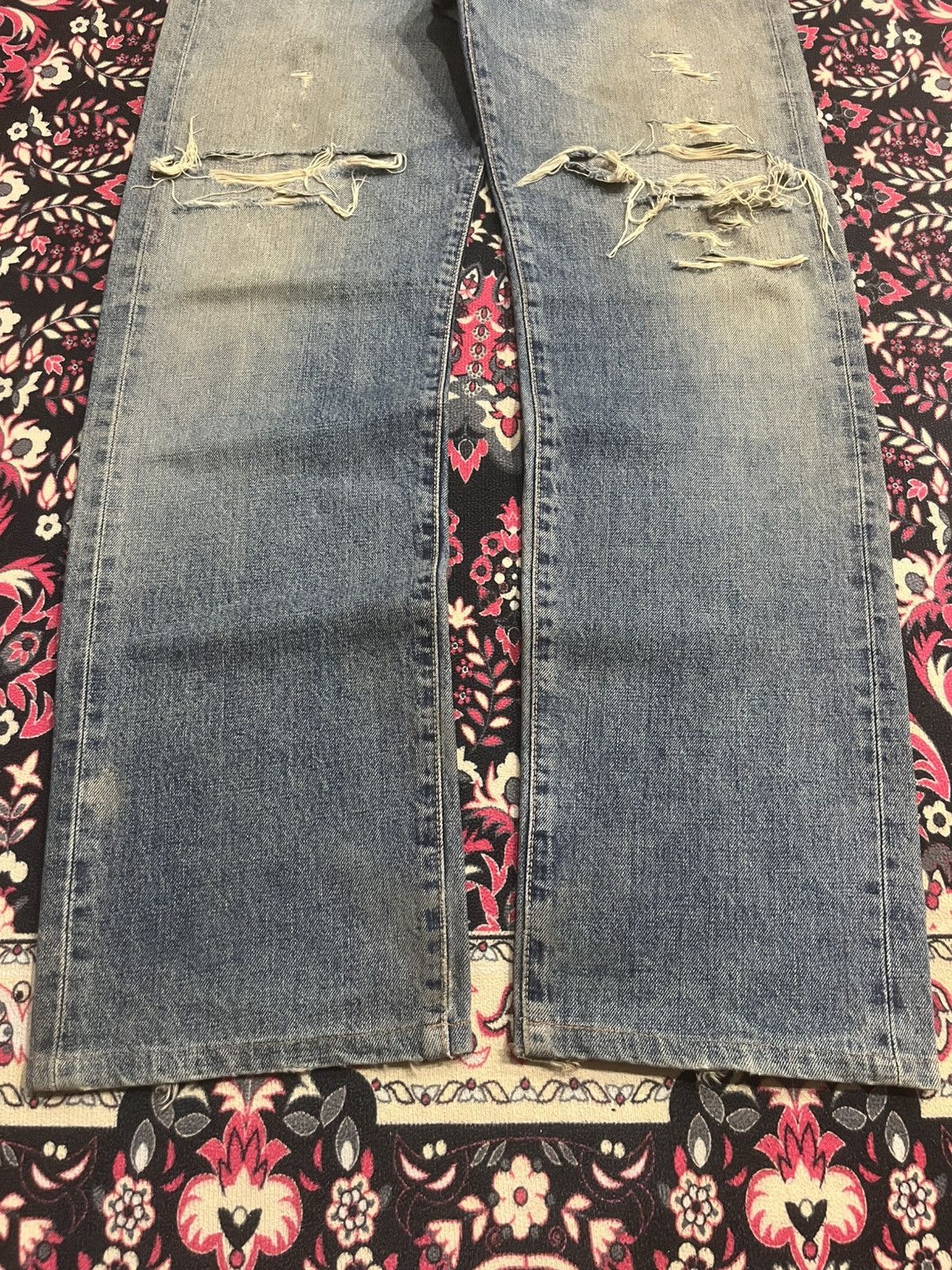 No Faith Studios Edwin 505XX Blue Faded Washed Distressed Selvedge Jeans Size US 29 - 11 Thumbnail