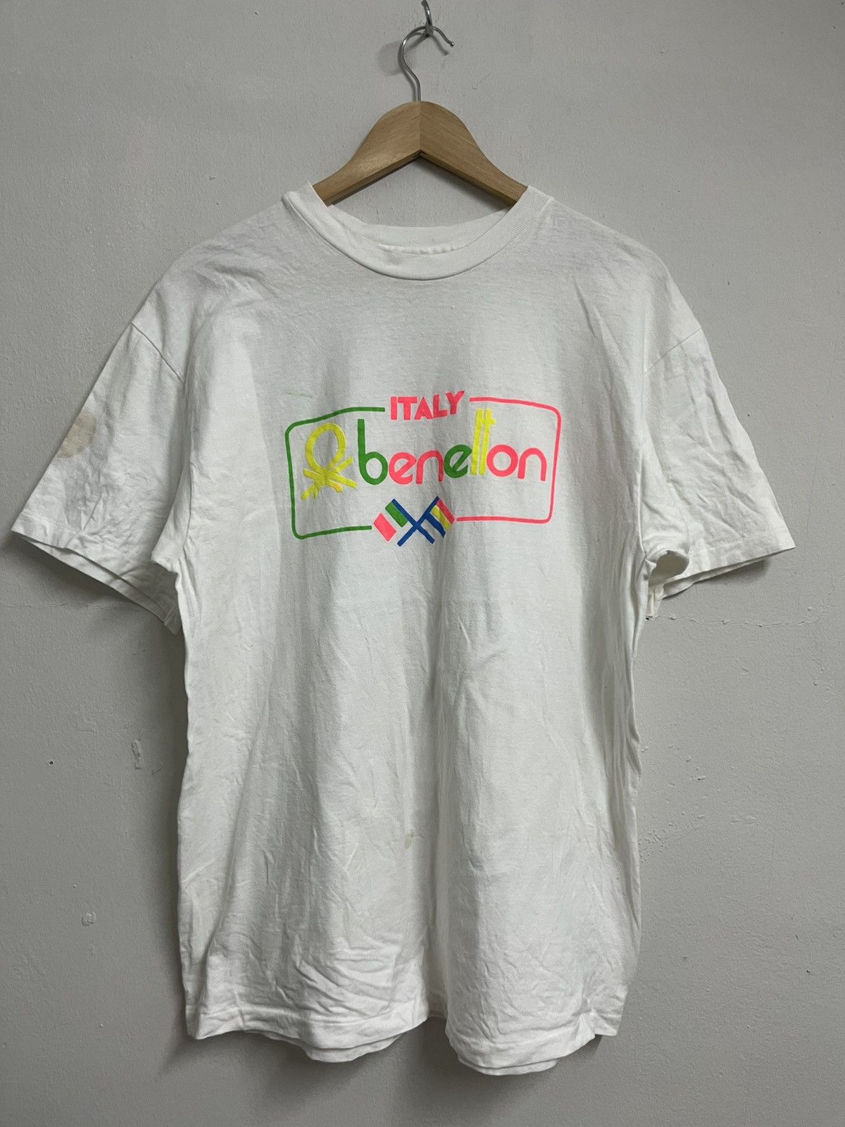 Vintage 💥True Vintage 80s Benetton Single Stitched Tee Size US L / EU 52-54 / 3 - 1 Thumbnail