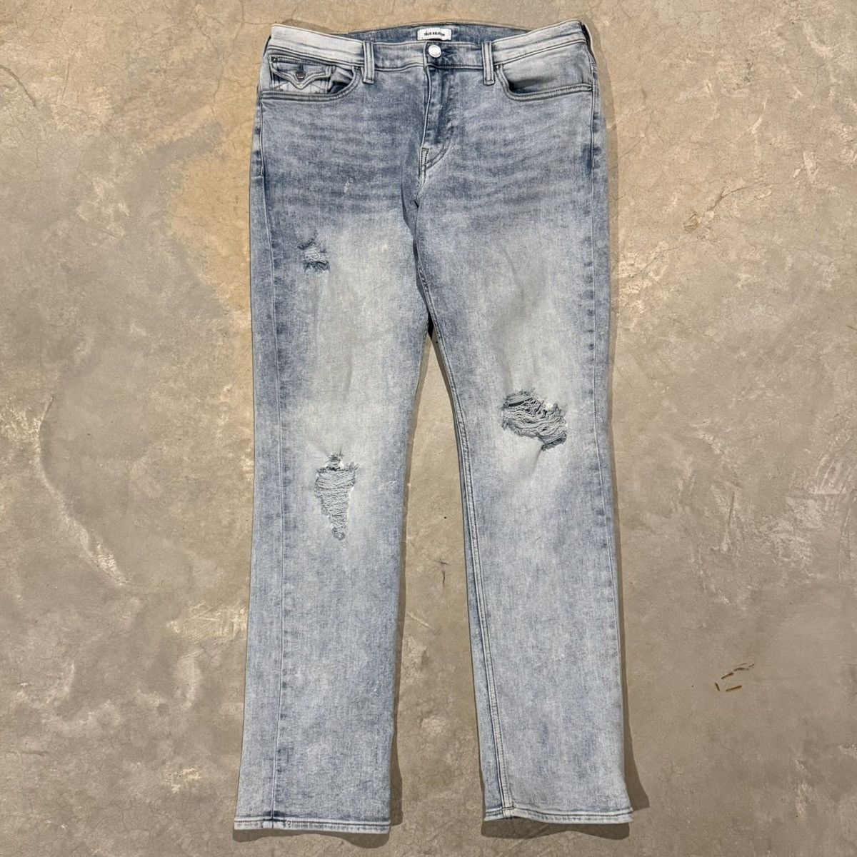 True Religion Vtg True Religion Ricky Faded Distressed Denim Y2K Cyber ERD Size US 34 / EU 50 - 5 Thumbnail