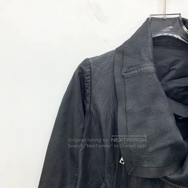 Rick Owens Rick Owens Black Lapel Side Zip Long Sleeve Leather Jacket Size XS / US 0-2 / IT 36-38 - 3 Thumbnail