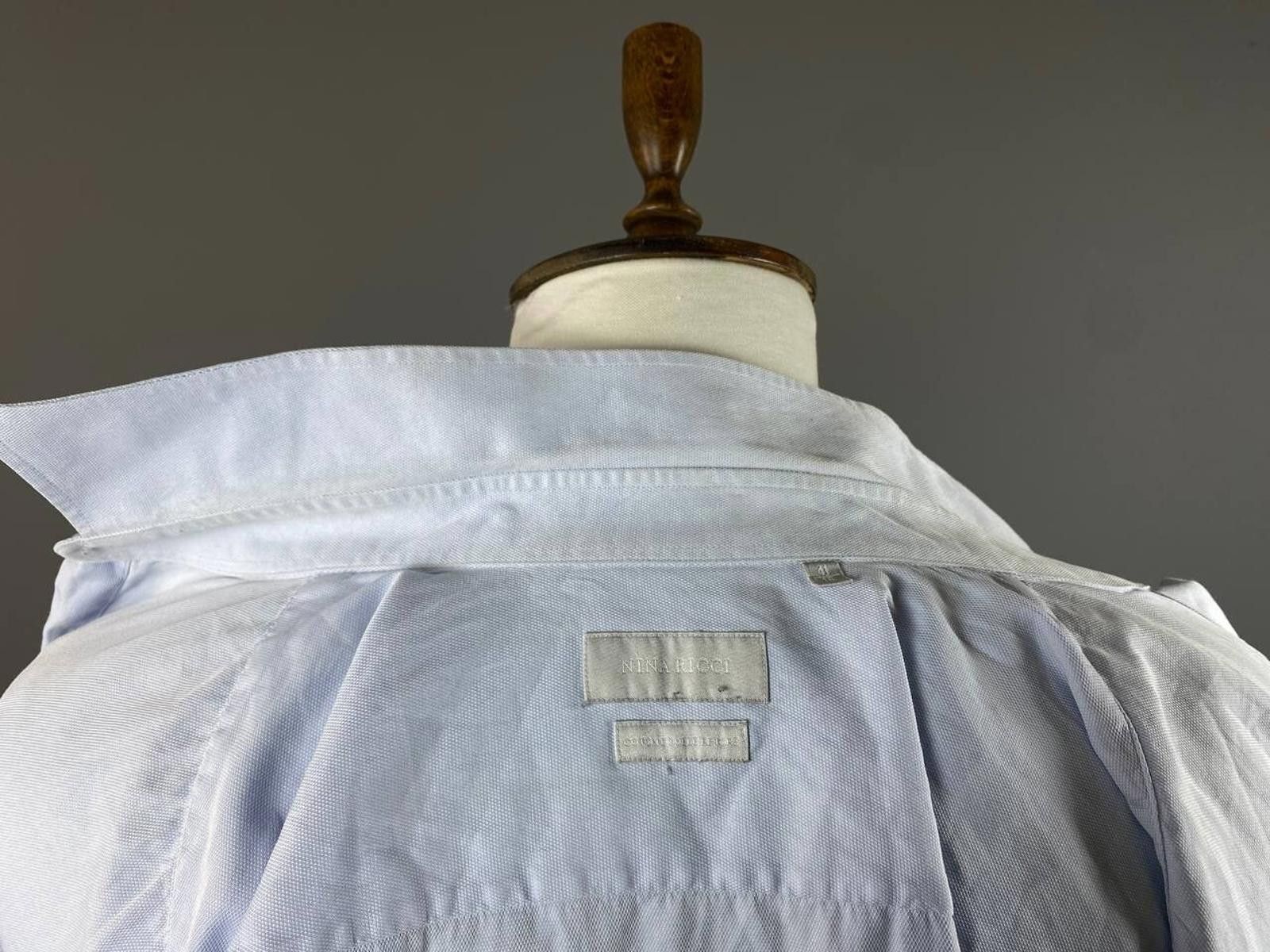Designer Nina Ricci Blue Long Sleeve Button Down Shirt Size 41 / 16 Size US M / EU 48-50 / 2 - 10 Thumbnail