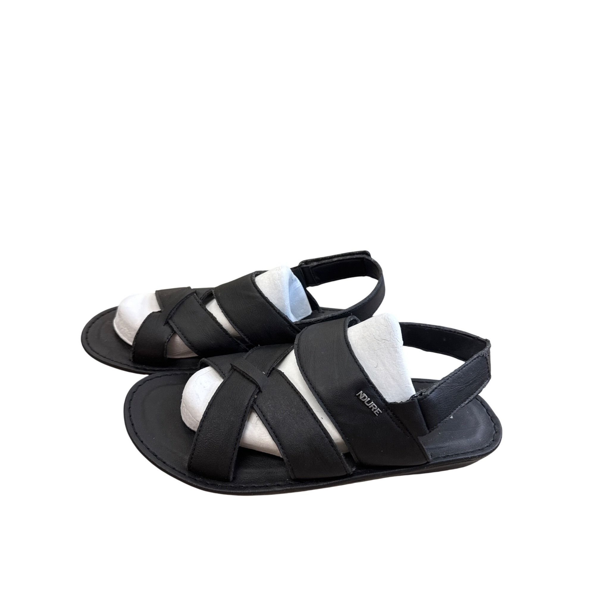 Other NDure Mens Black Leather Strap Sandals Size 11.5 SKU 8302 Size US 11.5 / EU 44-45 - 3 Thumbnail