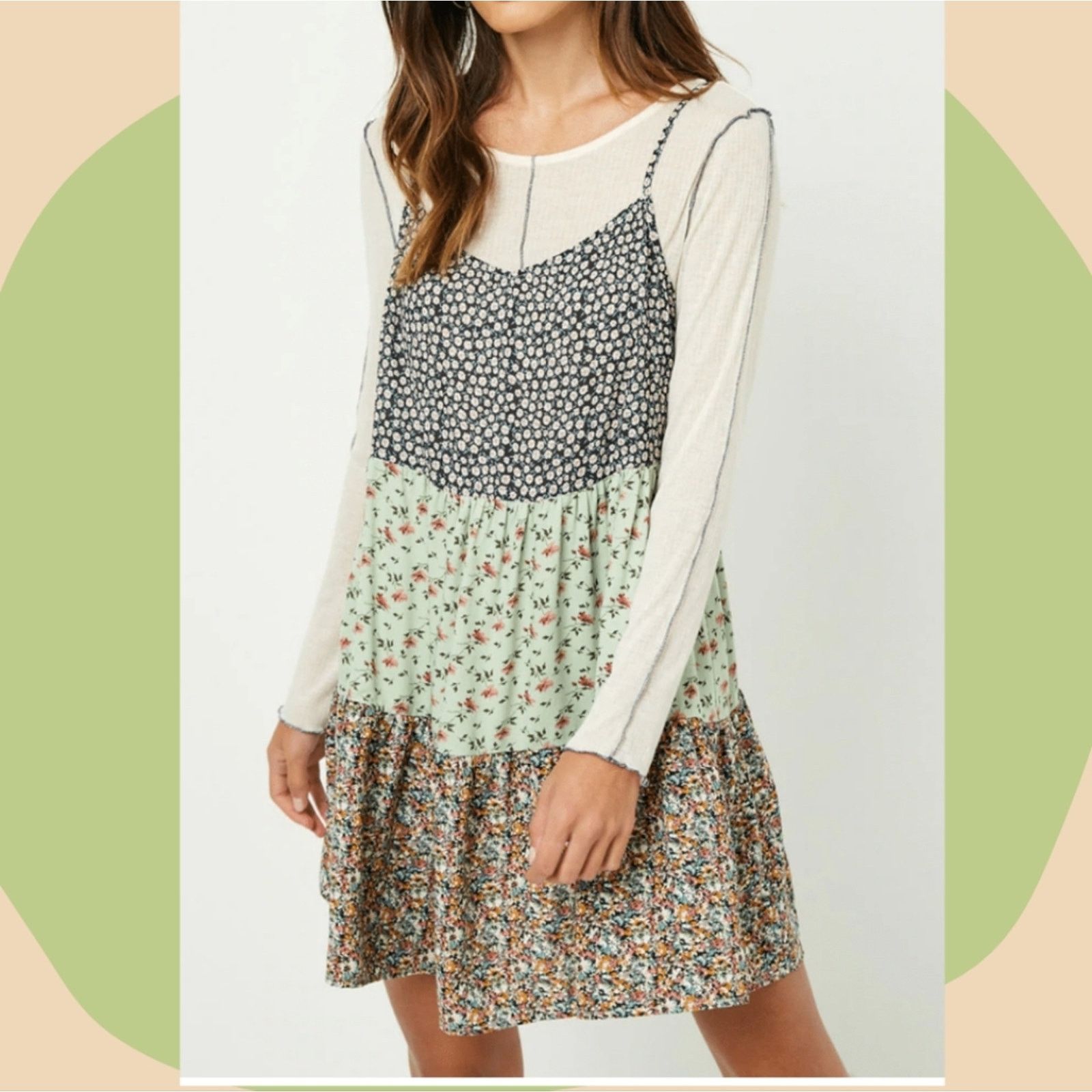 Other HAYDEN Heather Retro Look Floral Tiered Dress 90s Y2K Vibes Size S / US 4 / IT 40 - 1 Thumbnail