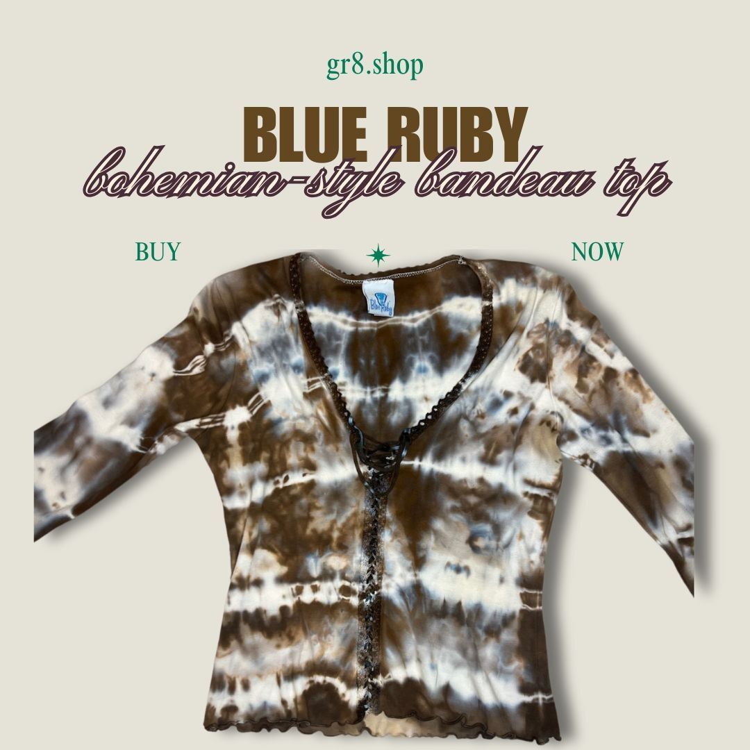 Other Blue Ruby Womens Bohemian-Style Tie-Dye Bandeau Top V-Neck L Size M / US 6-8 / IT 42-44 - 1 Thumbnail