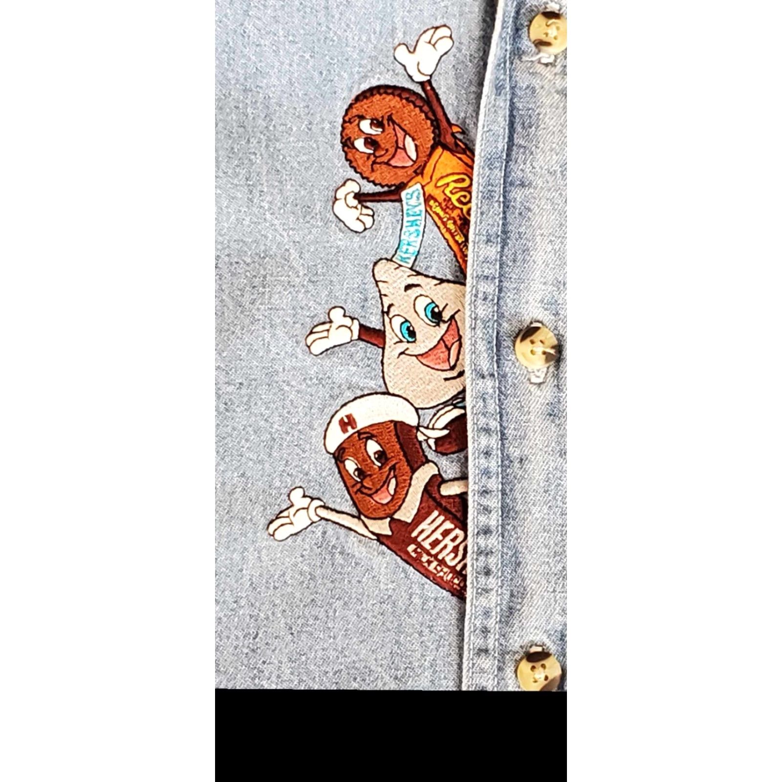 Denime VINTAGE Outrageous Sports Denim Button-Down Shirt Men Long Sleeve Embroidered Blue M Adjustable Collar-Down Casual Sports Theme Mens Size US M / EU 48-50 / 2 - 3 Thumbnail