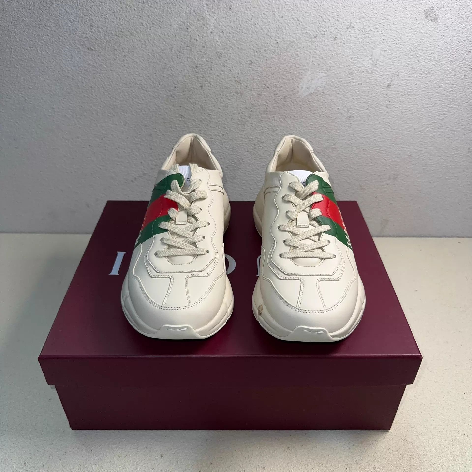 Gucci GUCCI Rhyton Leather Low-Top Dad Sneaker Men's Ivory Size US 8.5 / EU 41-42 - 2 Thumbnail