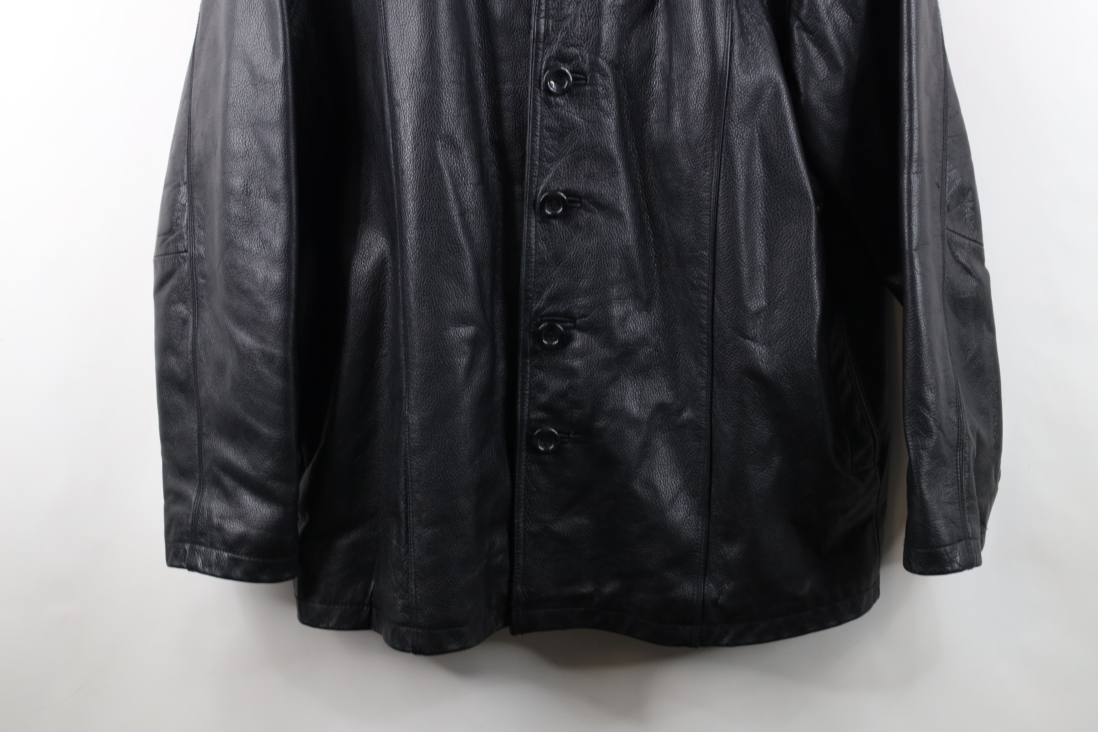 Vintage Vintage 90s Y2K Streetwear Leather Button Jacket Black Size US L / EU 52-54 / 3 - 3 Thumbnail