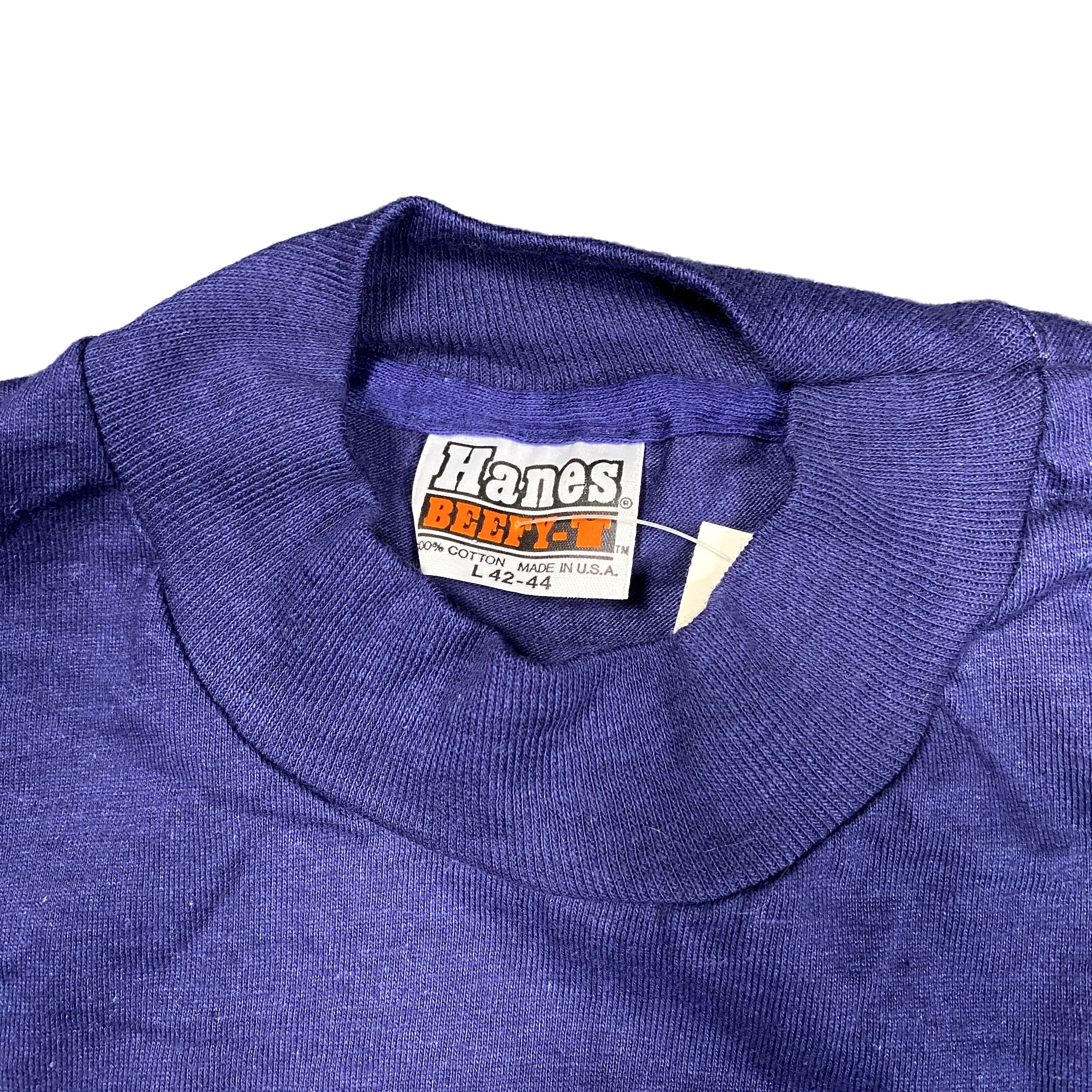 Vintage Vintage 80s Single Stitch Beefy-T Cheeta Tee Large Navy Blue Size US L / EU 52-54 / 3 - 4 Thumbnail