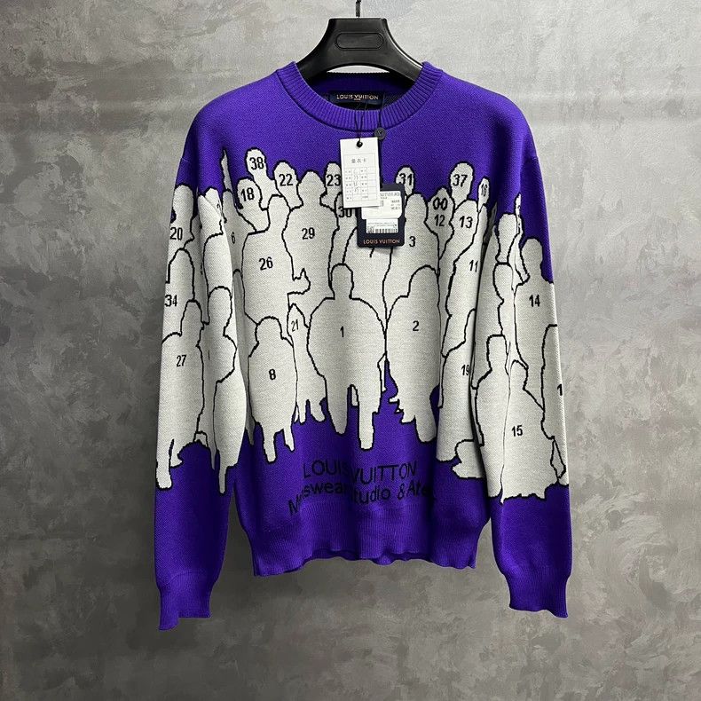 Louis Vuitton louis vuitton Purple stick figure logo jacquard cartoon tur Size US M / EU 48-50 / 2 - 1 Thumbnail