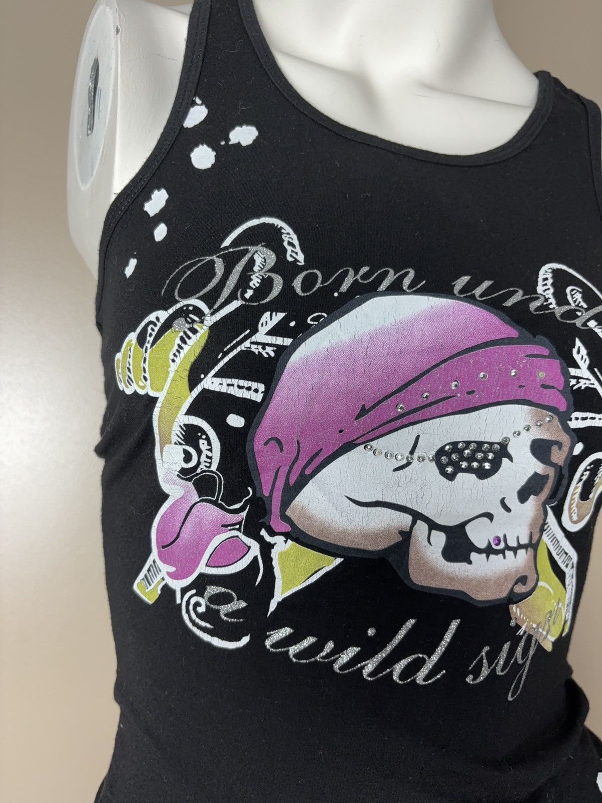 Vintage Gothic skull printed vintage tank top glamour Size M / US 6-8 / IT 42-44 - 5 Thumbnail