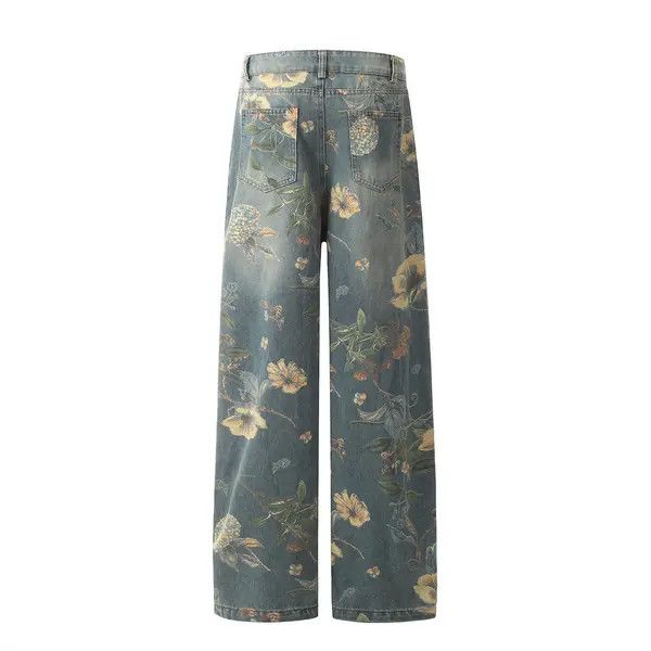 Japanese Brand Nami American retro floral print loose wide-leg jeans Size US 32 / EU 48 - 3 Thumbnail