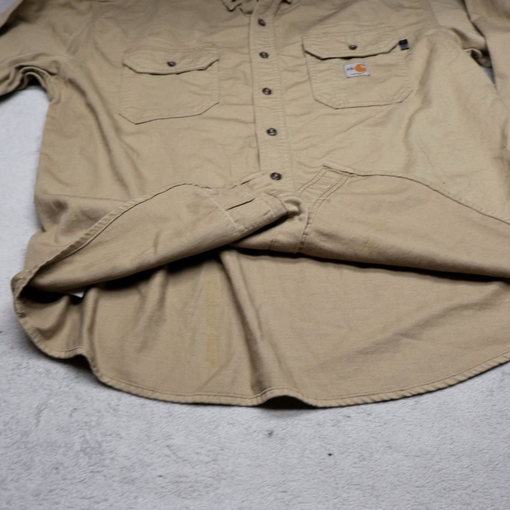 Carhartt VINTAGE Carhartt FR Shirt Mens XL Beige Flame Resistant Long Sleeve Button Up Rugged Size US XL / EU 56 / 4 - 7 Thumbnail