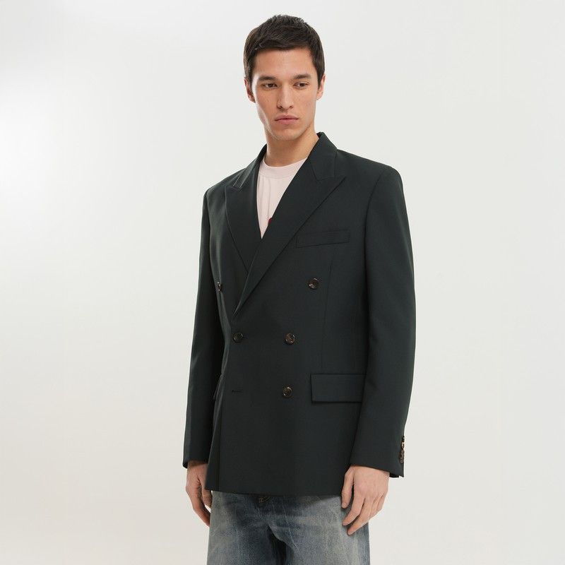 1989 STUDIO 1989 Studio Dark Green Double-Breasted Blazer Size US XL / EU 56 / 4 - 1 Thumbnail