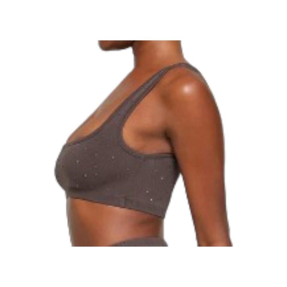 Designer SKB1711 Skims NWT Outdoor Rhinestone Bralette Grey Chalk XXS Size ONE SIZE - 3 Thumbnail