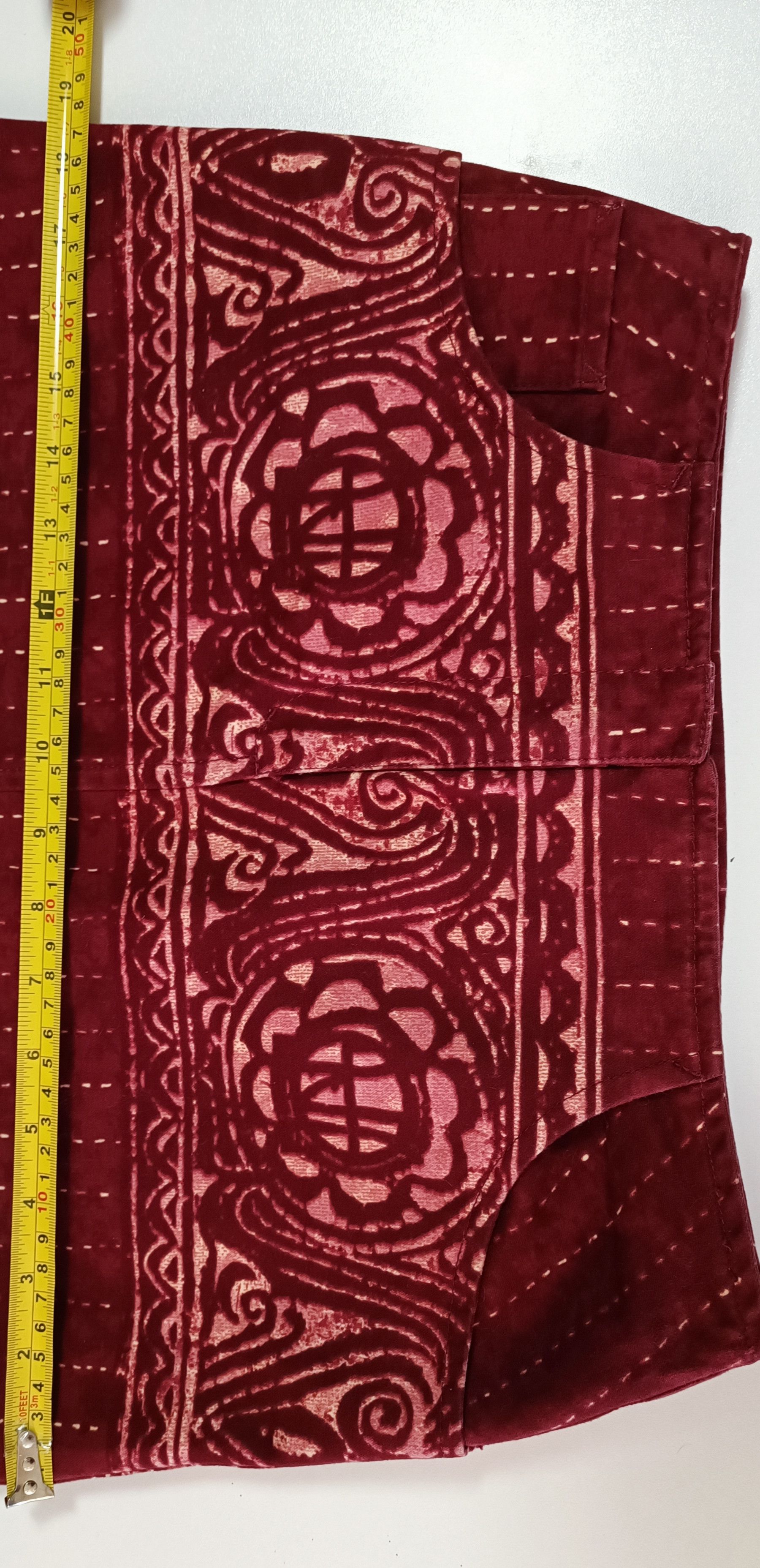 Jean Paul Gaultier 90's- Burgundy maxi skirt with ethnic print. Size 28" / US 6 / IT 42 - 23 Thumbnail