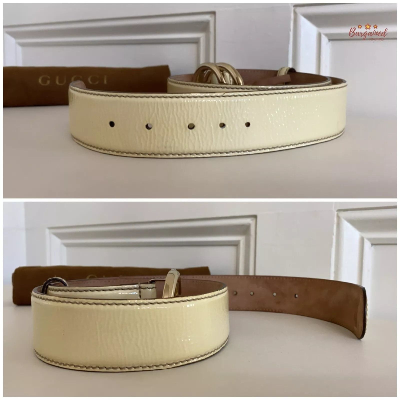 Gucci Gucci Yellow Patent Leather Gold Interlocking G Buckle Belt Size 30 - 7 Thumbnail