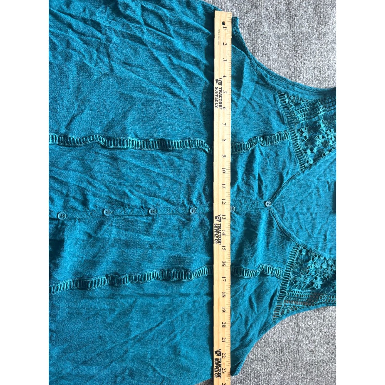 Vintage Lane Bryant Top Womens 22 Blue Lace Sleeveless Button-Up Knotted Shirt (Plus) Women, Casual, Basic, All Seasons, Regular Fit Size 3XL / US 20-22 - 3 Thumbnail