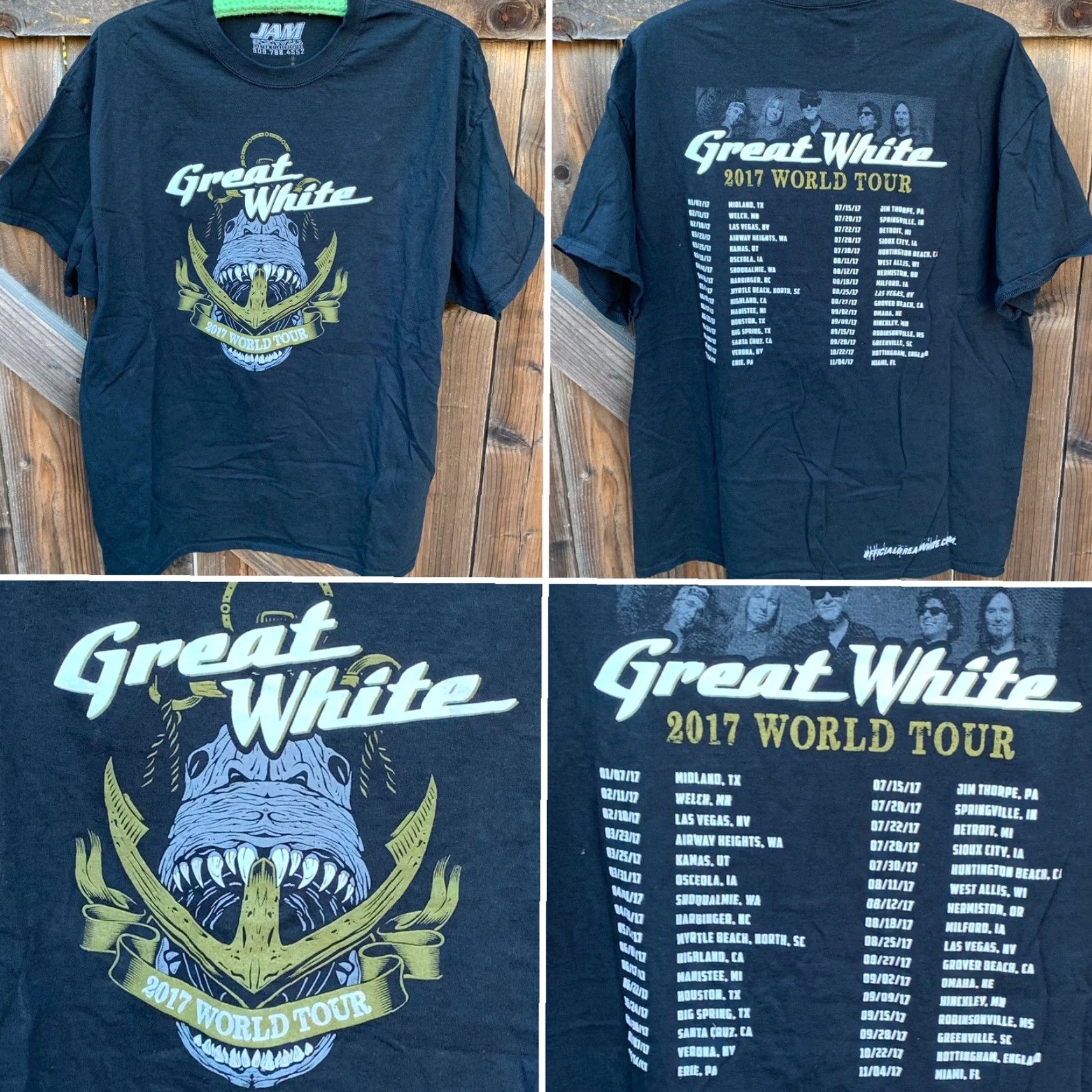 Salem Sportswear Jam Sportswear Great White 2017 World Tour T-Shirt Men 2XL Black Graphic Print Tee Band Concert PT Shirt Size 2XL Mens Size US XXL / EU 58 / 5 - 5 Thumbnail