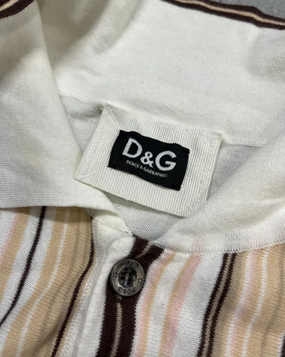 Dolce & Gabbana 2000s Dolce & Gabbana Beige & White Striped Polo Sweater Size US S / EU 44-46 / 1 - 9 Thumbnail