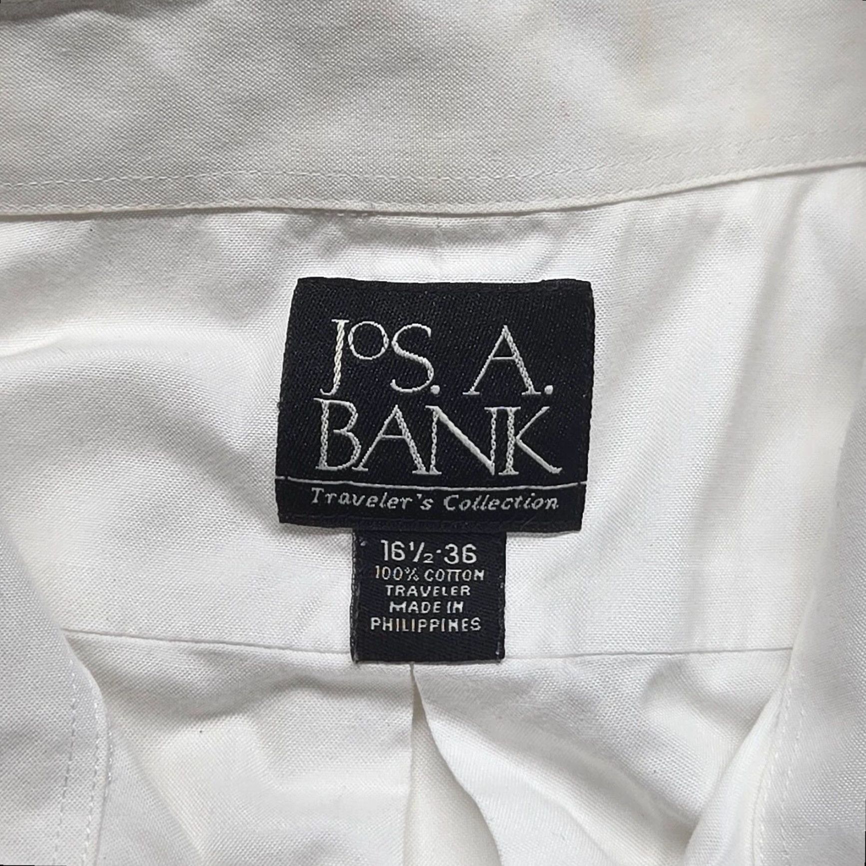 Jos. A. Bank VINTAGE Jos A Bank White Dress Shirt Men 100% Cotton Long Sleeve Size 16.5 Mens Size 42R - 2 Thumbnail