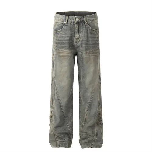 VIBE Washed distressed punk loose split stitching straight jeans Size US 32 / EU 48 - 1 Thumbnail