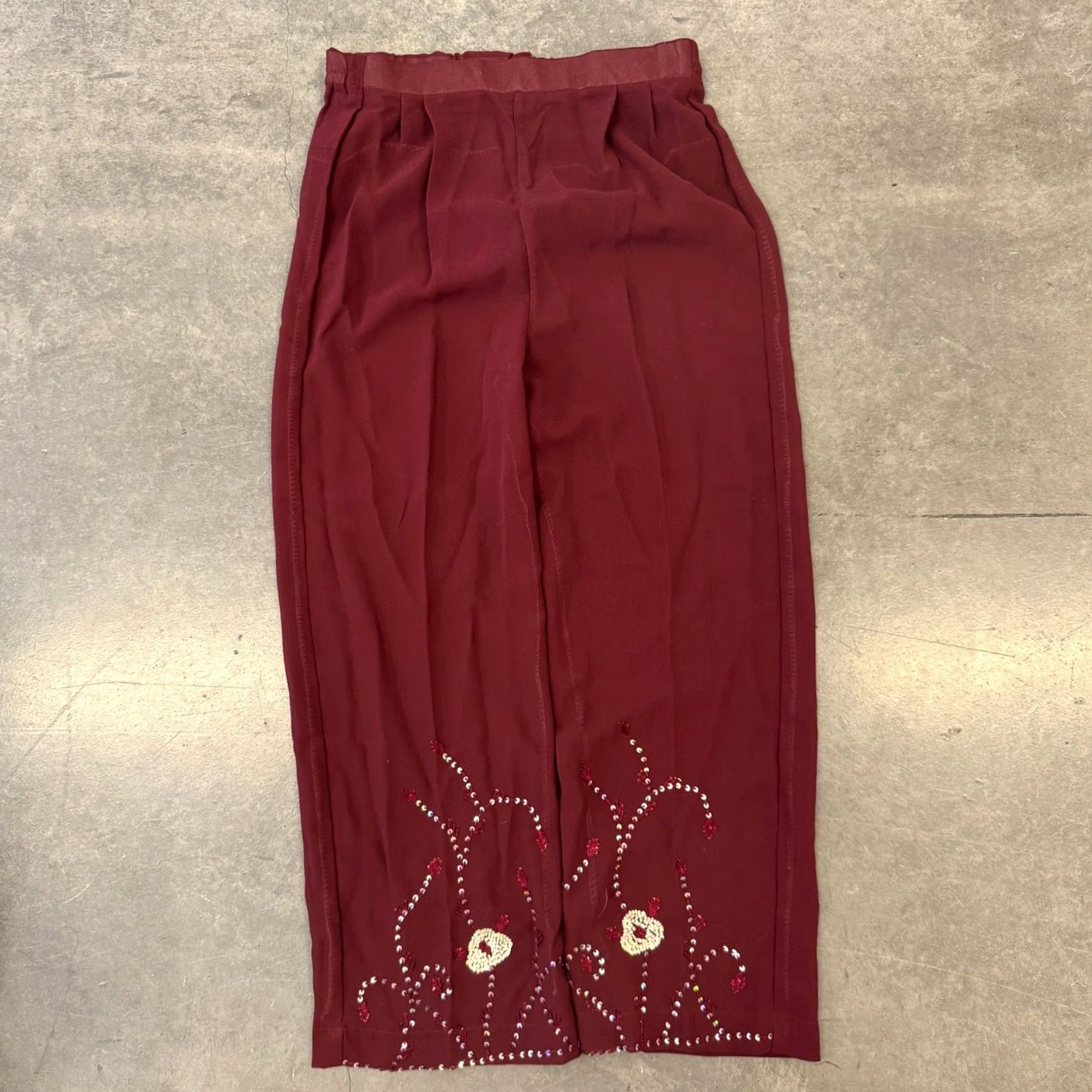 Vintage VINTAGE Y2K Embroidered Sequin Mcbling Sheer Flare Leg Pants Women's Medium Blue Cropped Womens Size 32" / US 10 / IT 46 - 2 Thumbnail