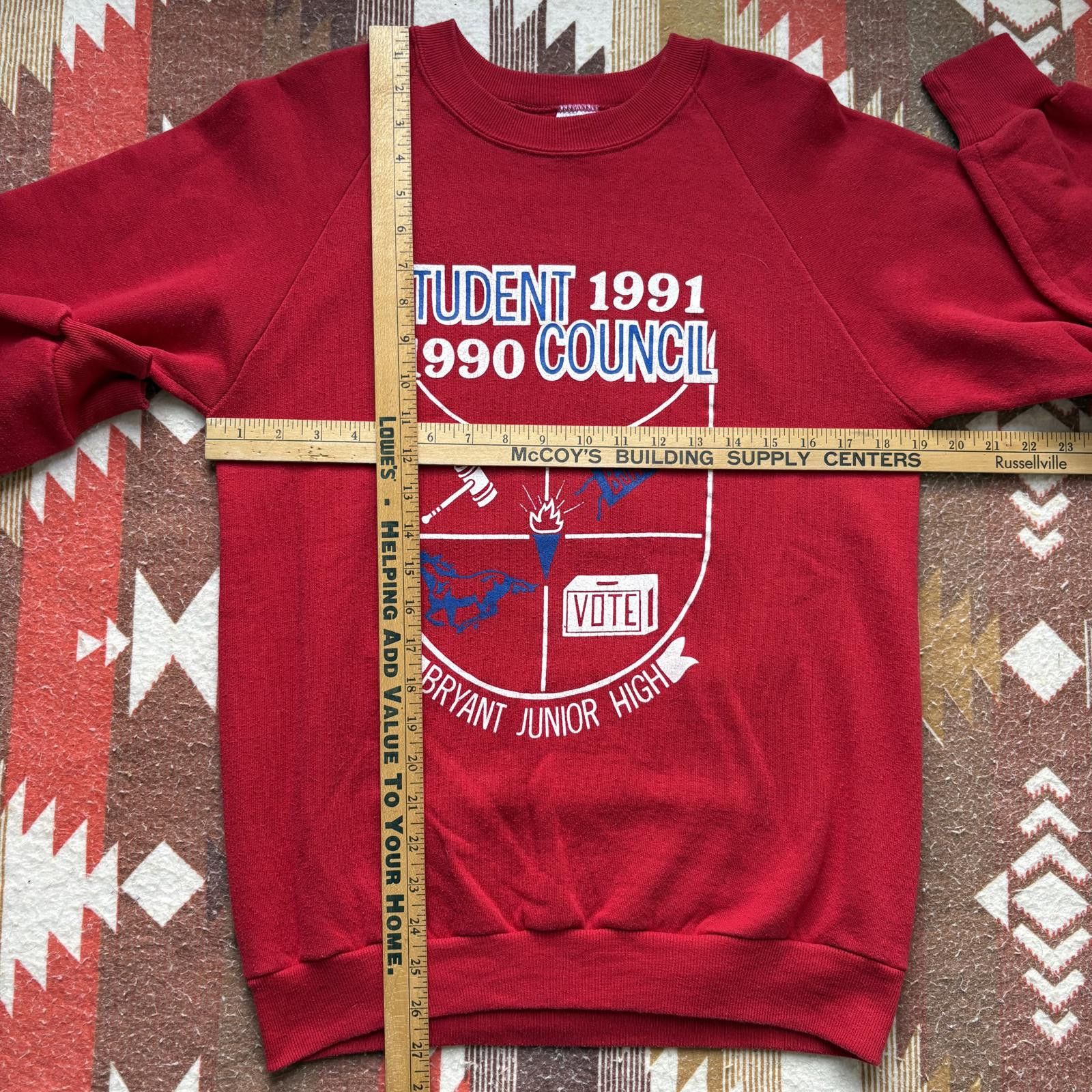 Jerzees Vintage 90s Bryant Junior High Student Council Sweatshirt Size US M / EU 48-50 / 2 - 4 Thumbnail