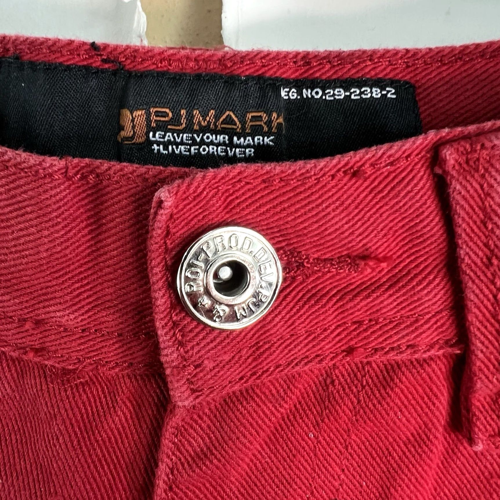 Denime PJ Mark Denim Straight Leg Jeans Men 36X32 Red Size 36 Regular Cotton Denim 5-Pocket Zipper Button Mid Rise Vintage Not Size US 36 / EU 52 - 5 Thumbnail