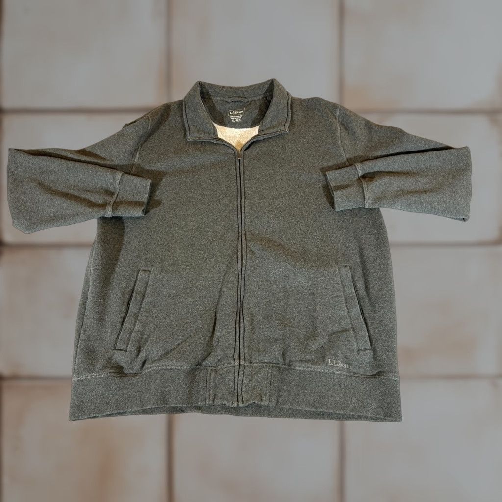 Vintage LL Bean Jacket Mens XL Gray Full Zip Fleece Lined Sweatshirt Traditional Fit Size US XL / EU 56 / 4 - 1 Thumbnail