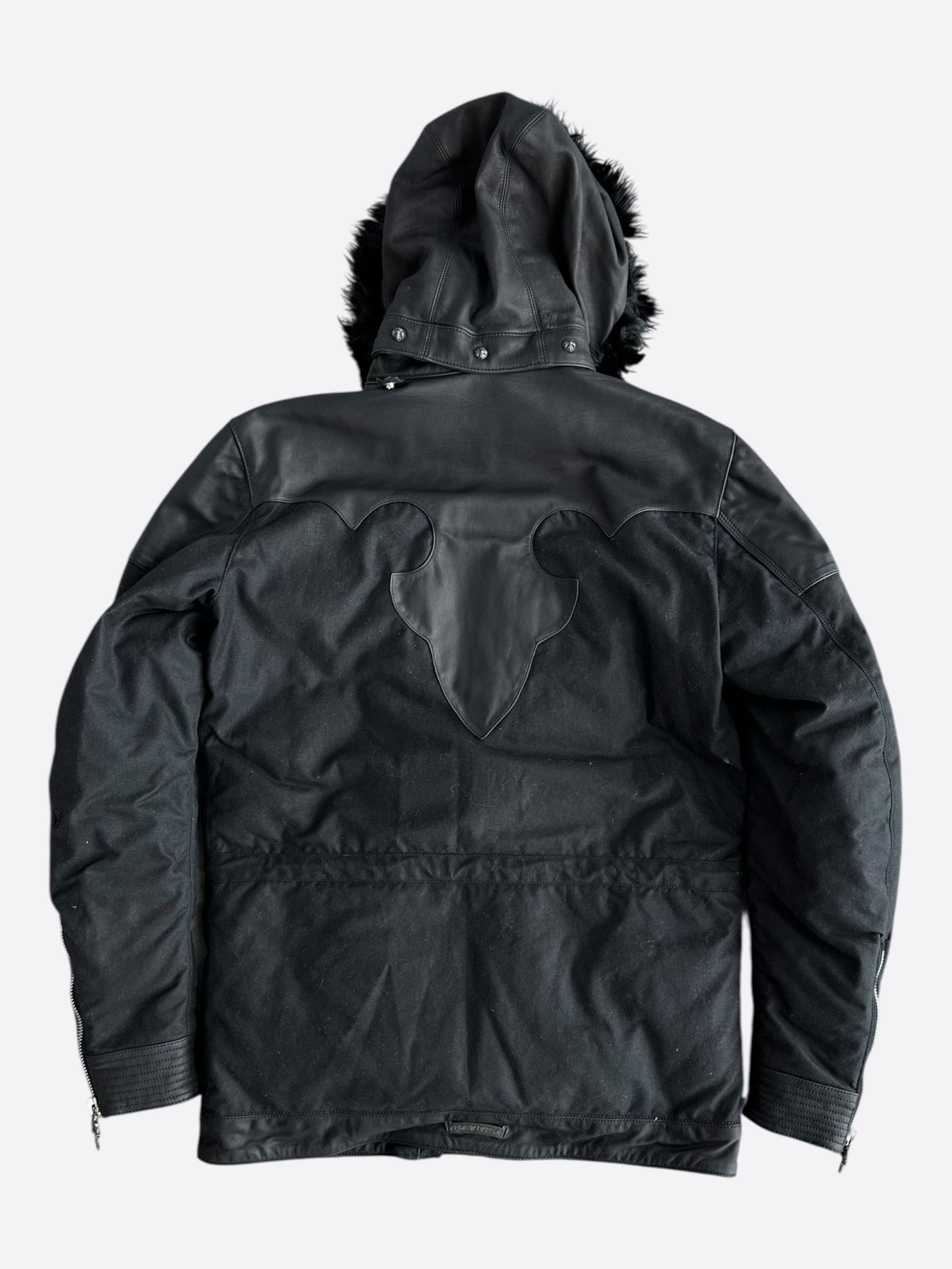 Chrome Hearts Chrome Hearts Black Leather Fleur Parka Jacket Size US S / EU 44-46 / 1 - 2 Thumbnail