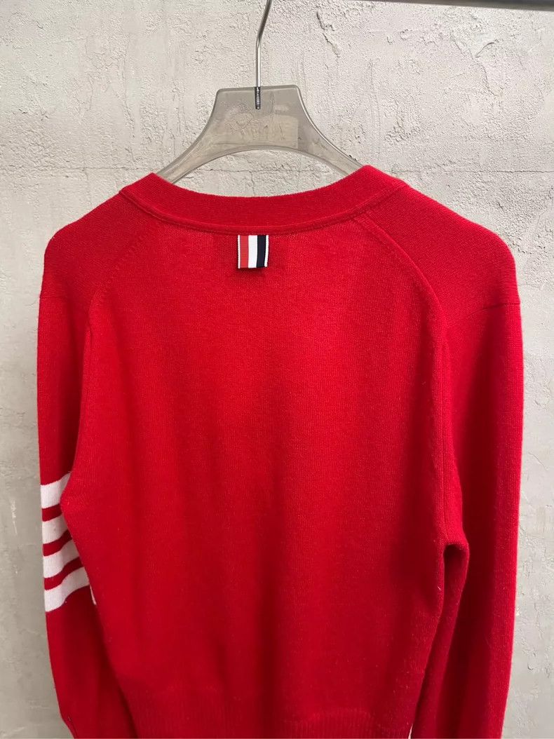 Thom Browne Thom Browne Red four stripe cashmere sweater Size S / US 4 / IT 40 - 3 Thumbnail