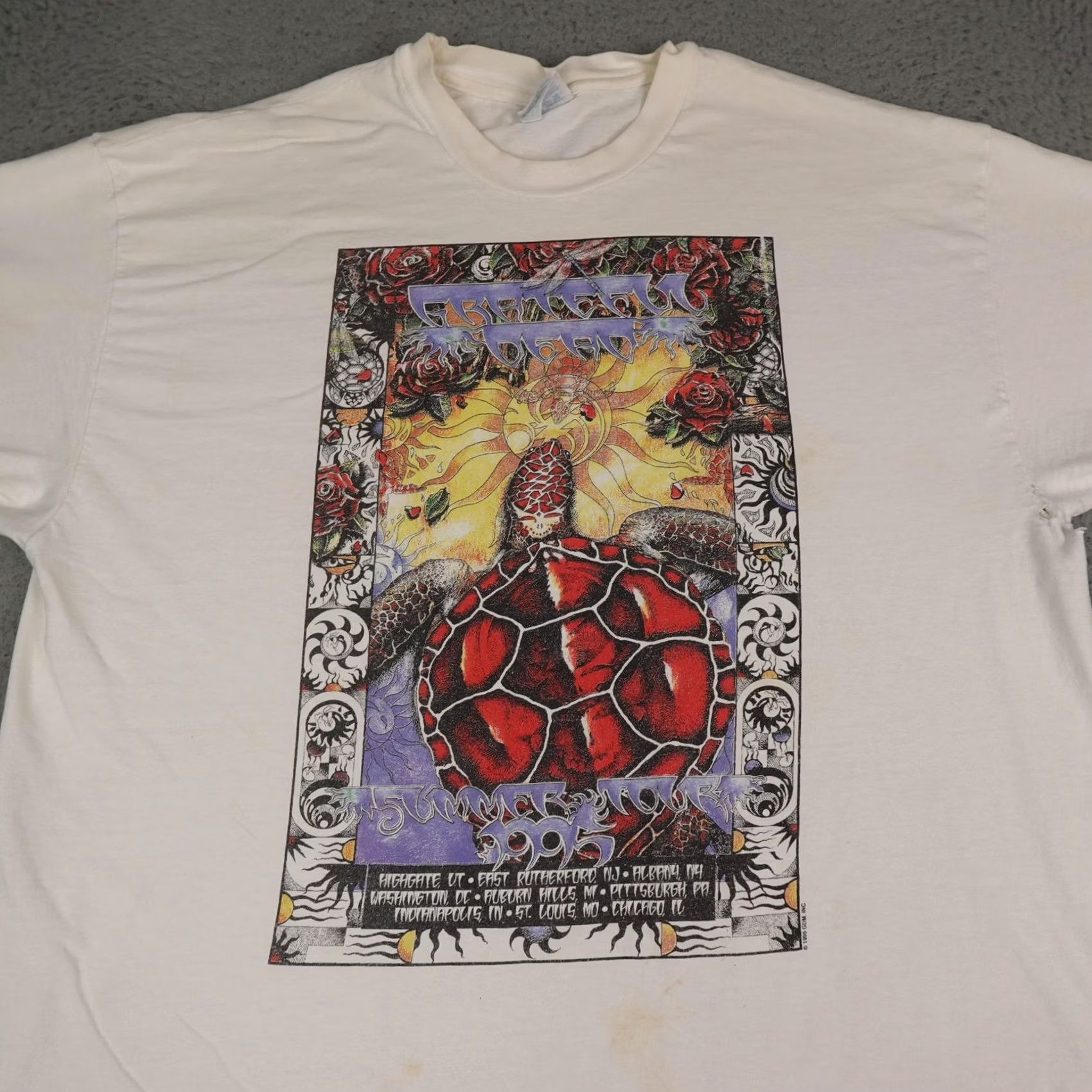 Hanes VINTAGE Grateful Dead Shirt Mens 2XL White Hanes Summer Tour 1995 Turtle Graphic Shirt Size US XXL / EU 58 / 5 - 3 Thumbnail