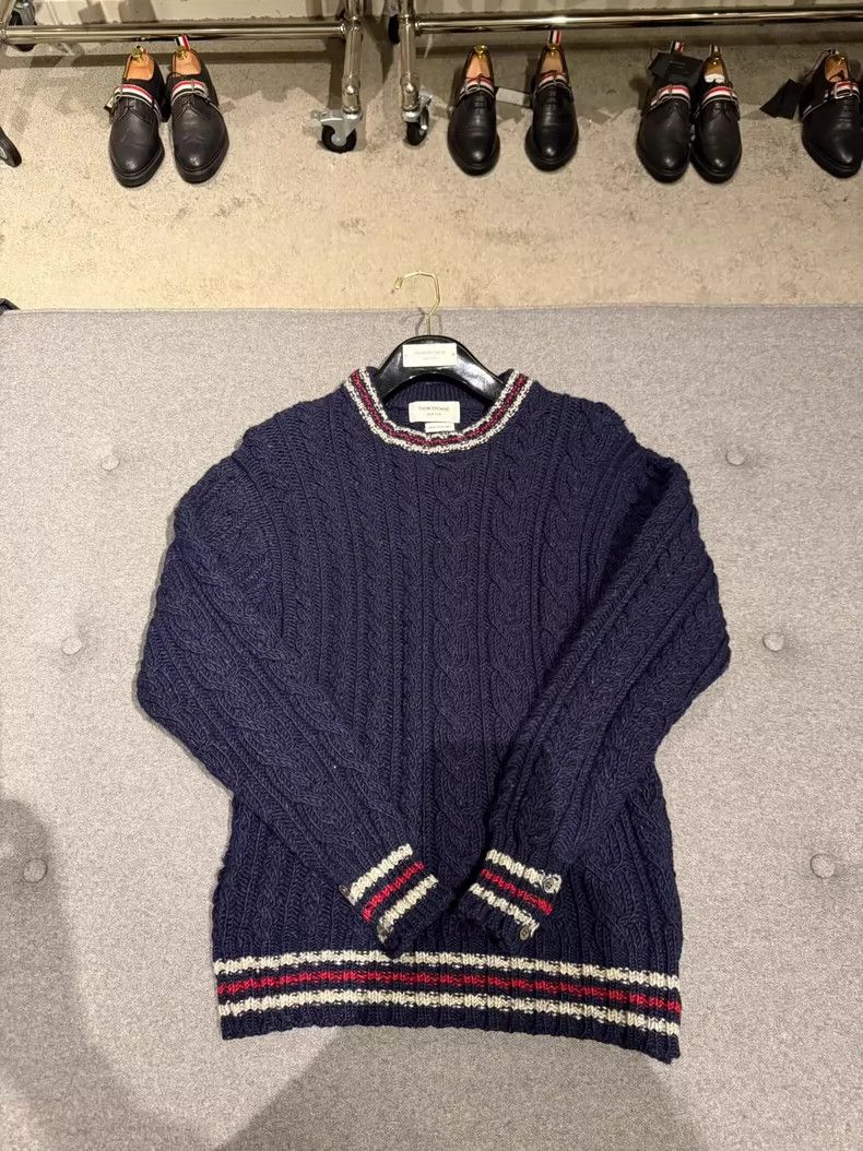 Thom Browne Thom browne Dark blue wool pullover sweater 2504-Nextarrow Size US L / EU 52-54 / 3 - 3 Thumbnail