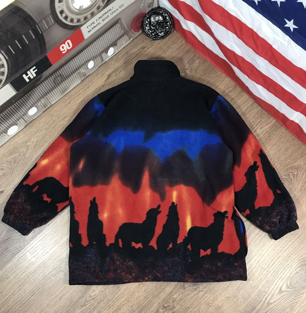 Vintage Jacques Lorant Wolf Animal Fleece Jacket Kanye West Style Size US XL / EU 56 / 4 - 6 Thumbnail