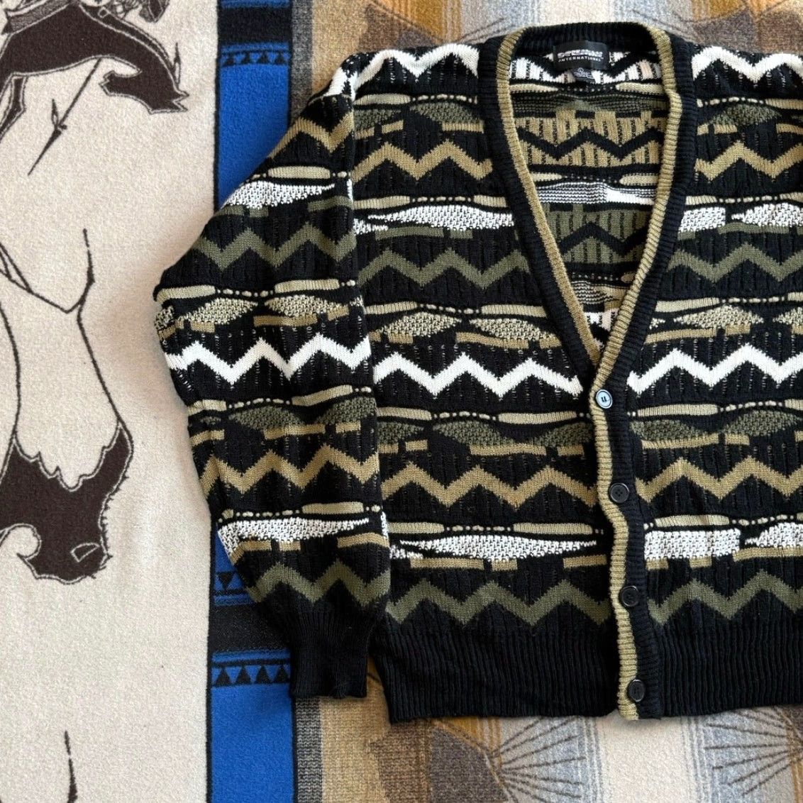 Vintage VINTAGE Expressions Cardigan Men’s 90s Sweater Size L Black Long Sleeve Knit Casual Business Workwear Size US L / EU 52-54 / 3 - 5 Thumbnail