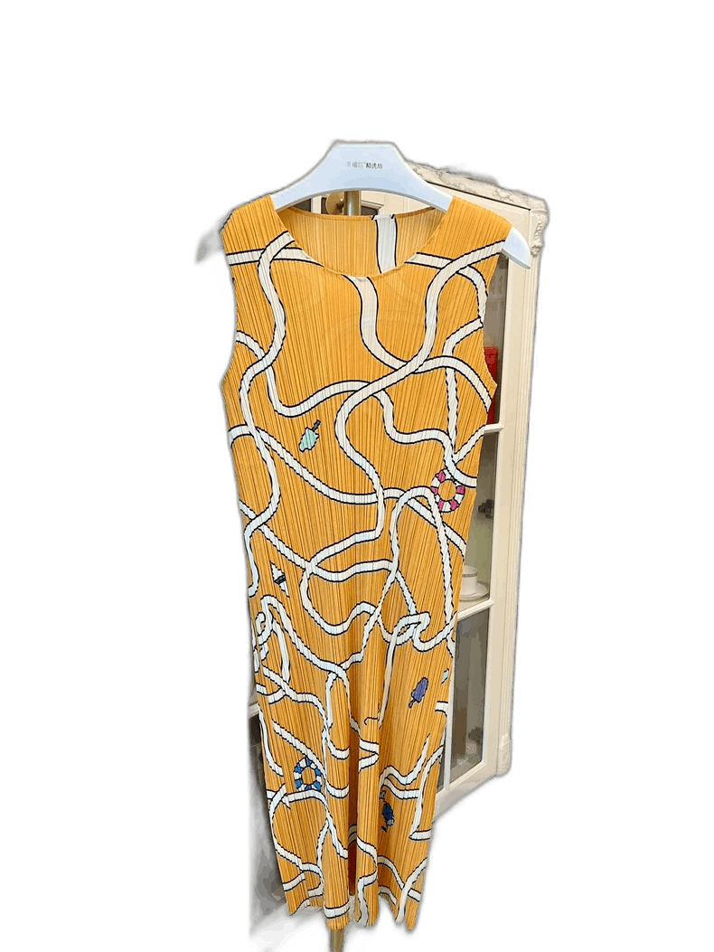 Issey Miyake Issey Miyake Yellow Dress with Patterns-yf Size 22" - 1 Thumbnail