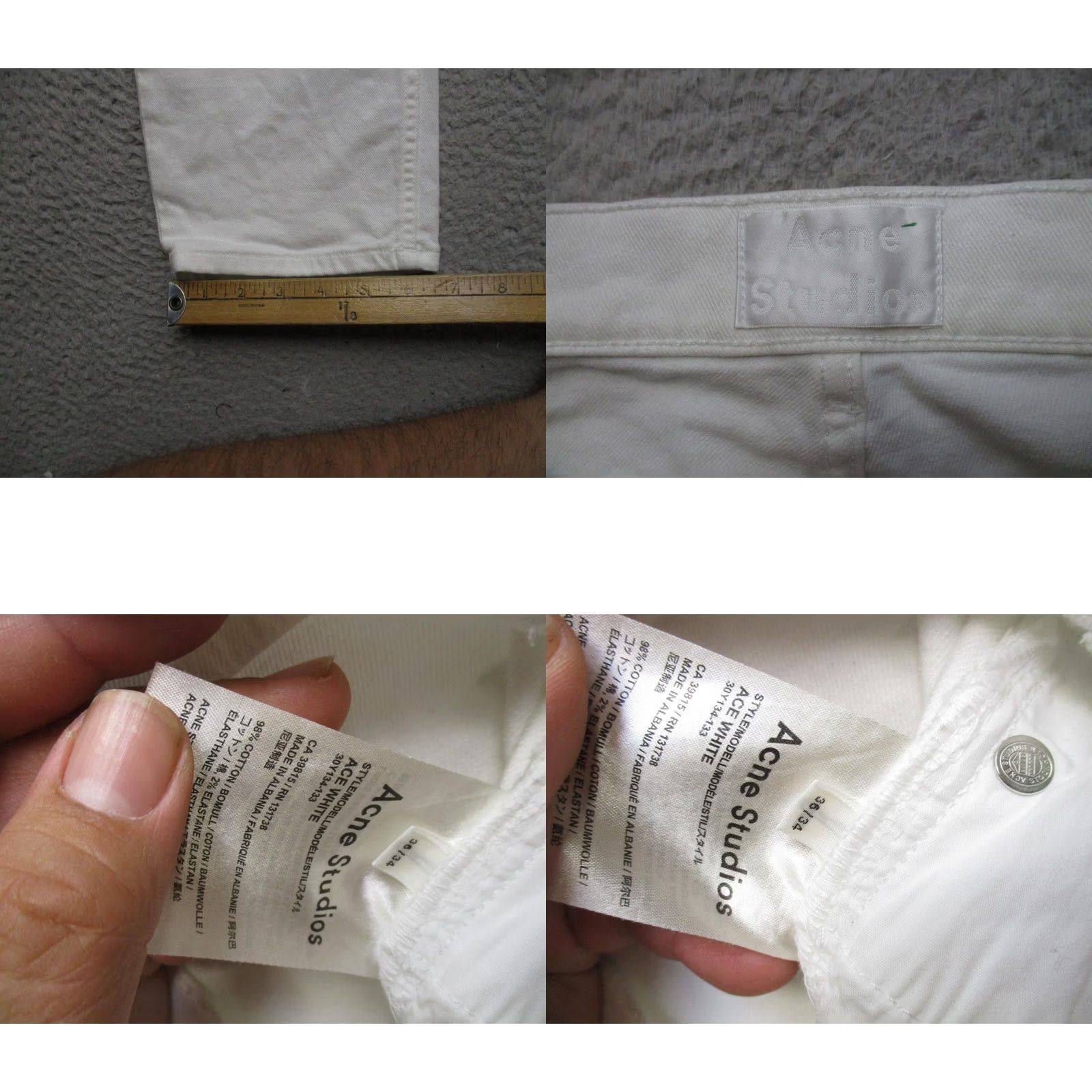 Acne Studios Acne Studios Mens Jeans 36x34 White Ace Slim Fit Stretch Denim Size US 36 / EU 52 - 8 Thumbnail