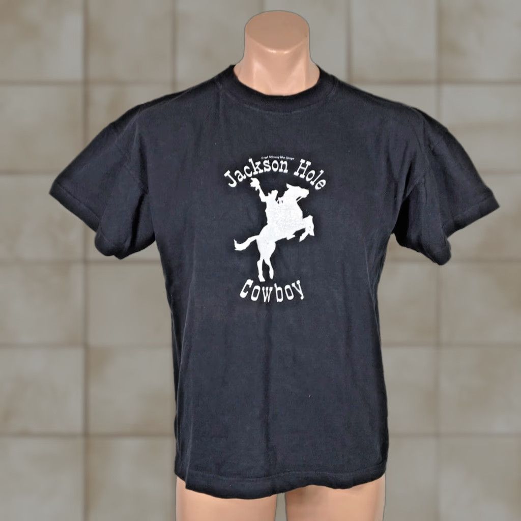 VINTAGE Jackson Hole Wyoming Cowboy Western Horses Riding T-Shirt