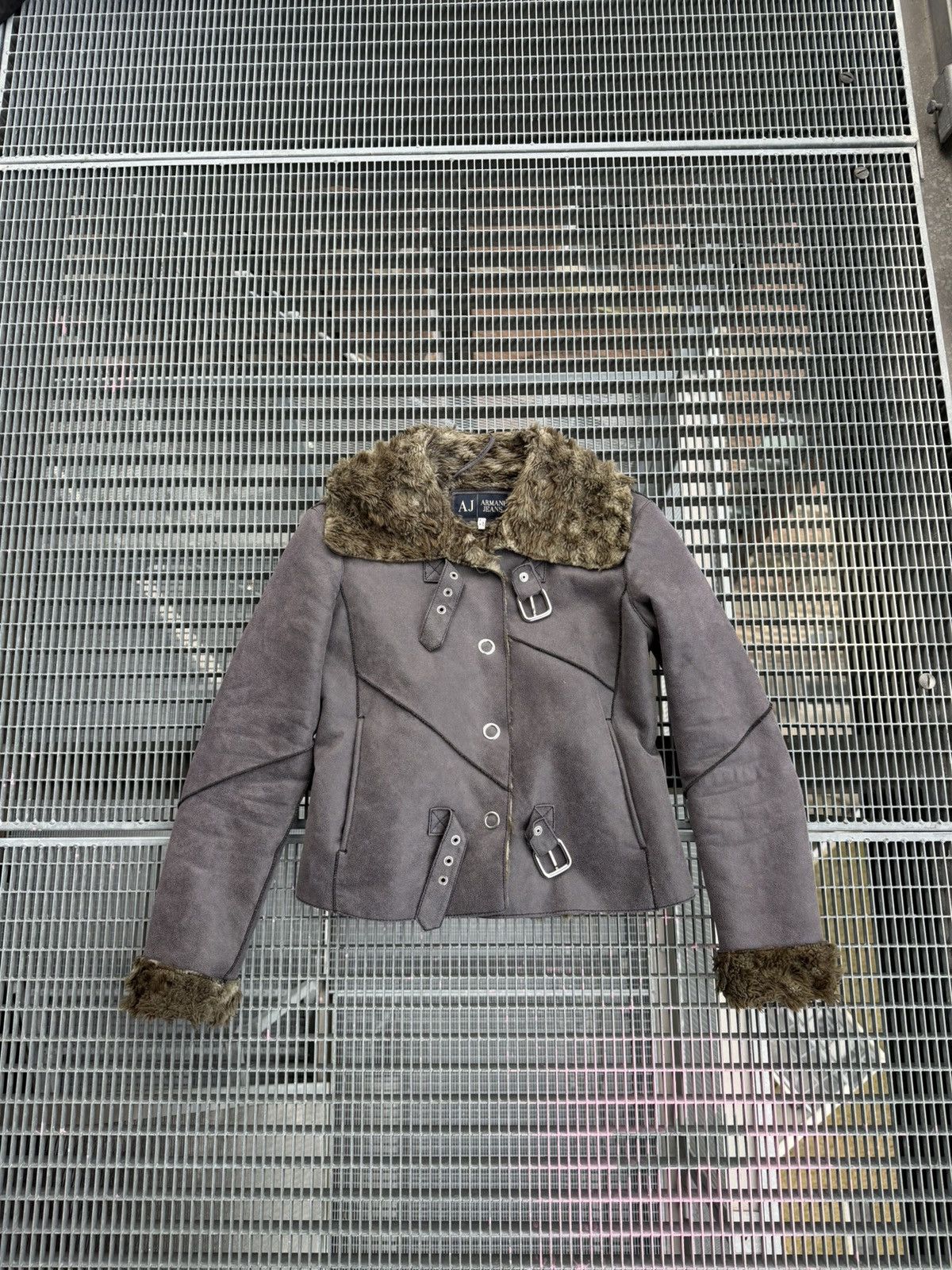 Armani Armani Jeans Suede Mohair Fuzzy Jacket Size S / US 4 / IT 40 - 1 Thumbnail