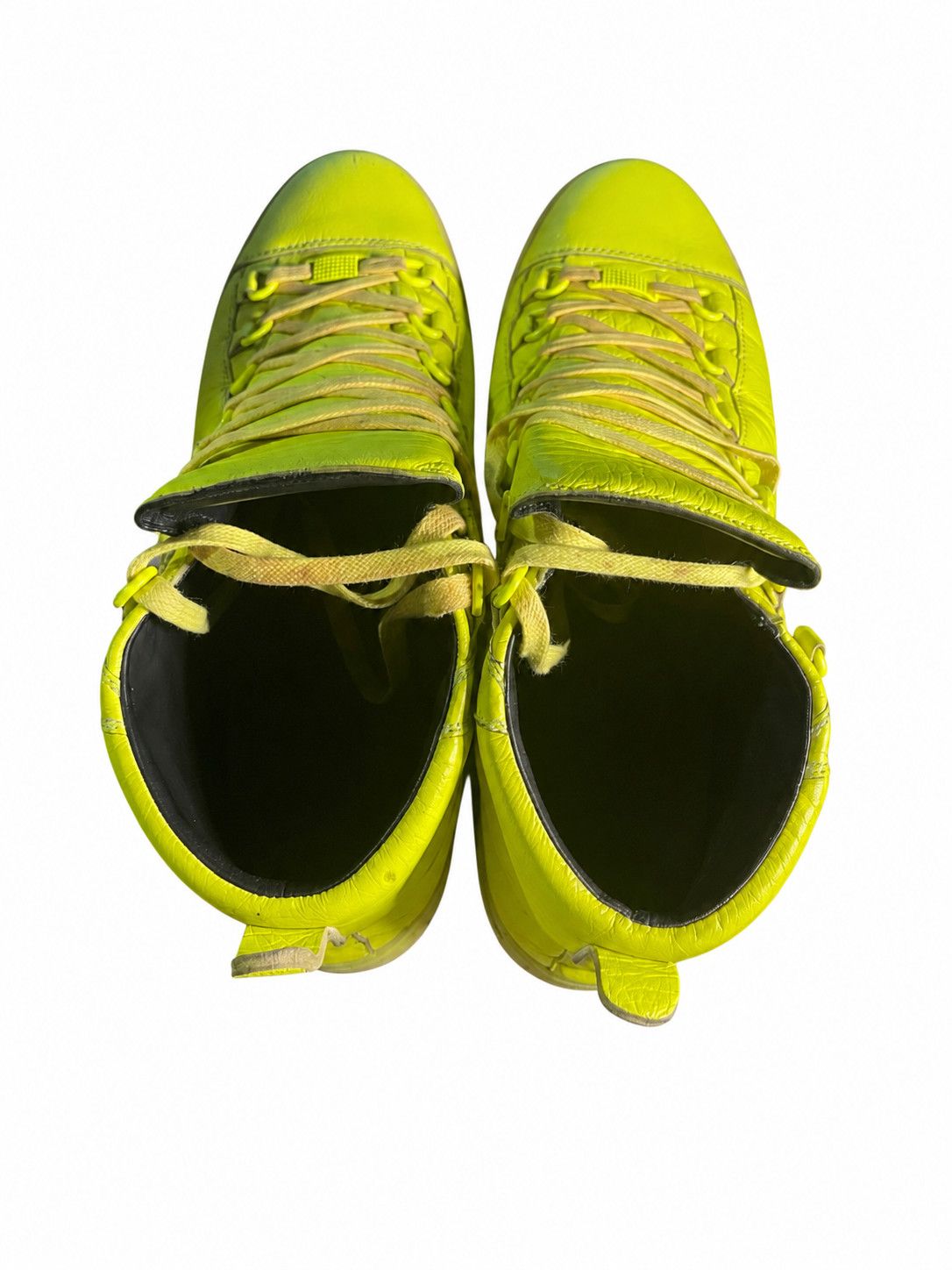 Balenciaga Balenciaga Arena Neon Yellow Leather High Top SZ 9.5 Size US 9.5 / EU 42-43 - 7 Thumbnail