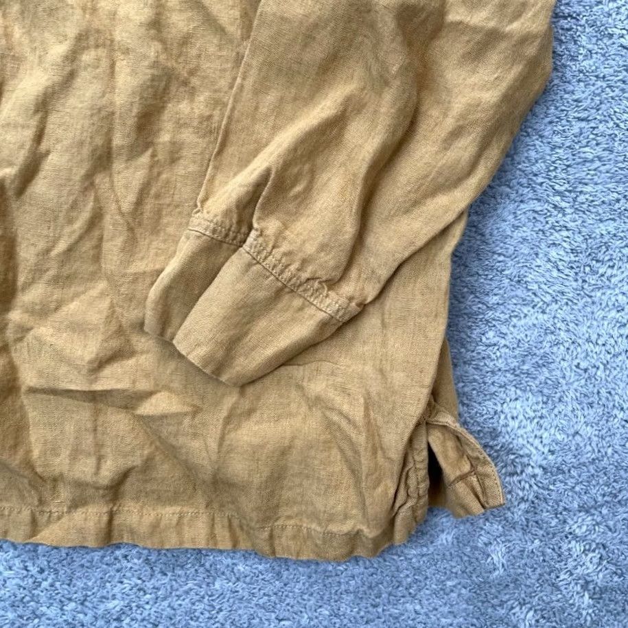 Vintage Parachute Shirt Womens Large Yellow Oversized Linen Long Sleeve Lightweight Size L / US 10 / IT 46 - 2 Thumbnail