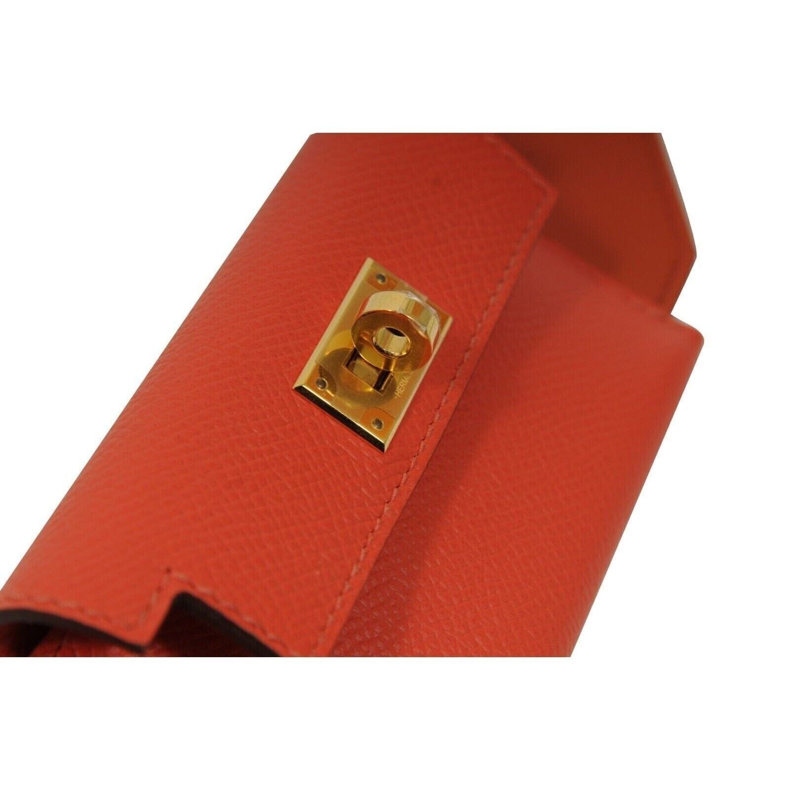Hermes Kelly Pocket Bag Strap Swift Epsom Terre Battue Capucine Red Size ONE SIZE - 12 Thumbnail
