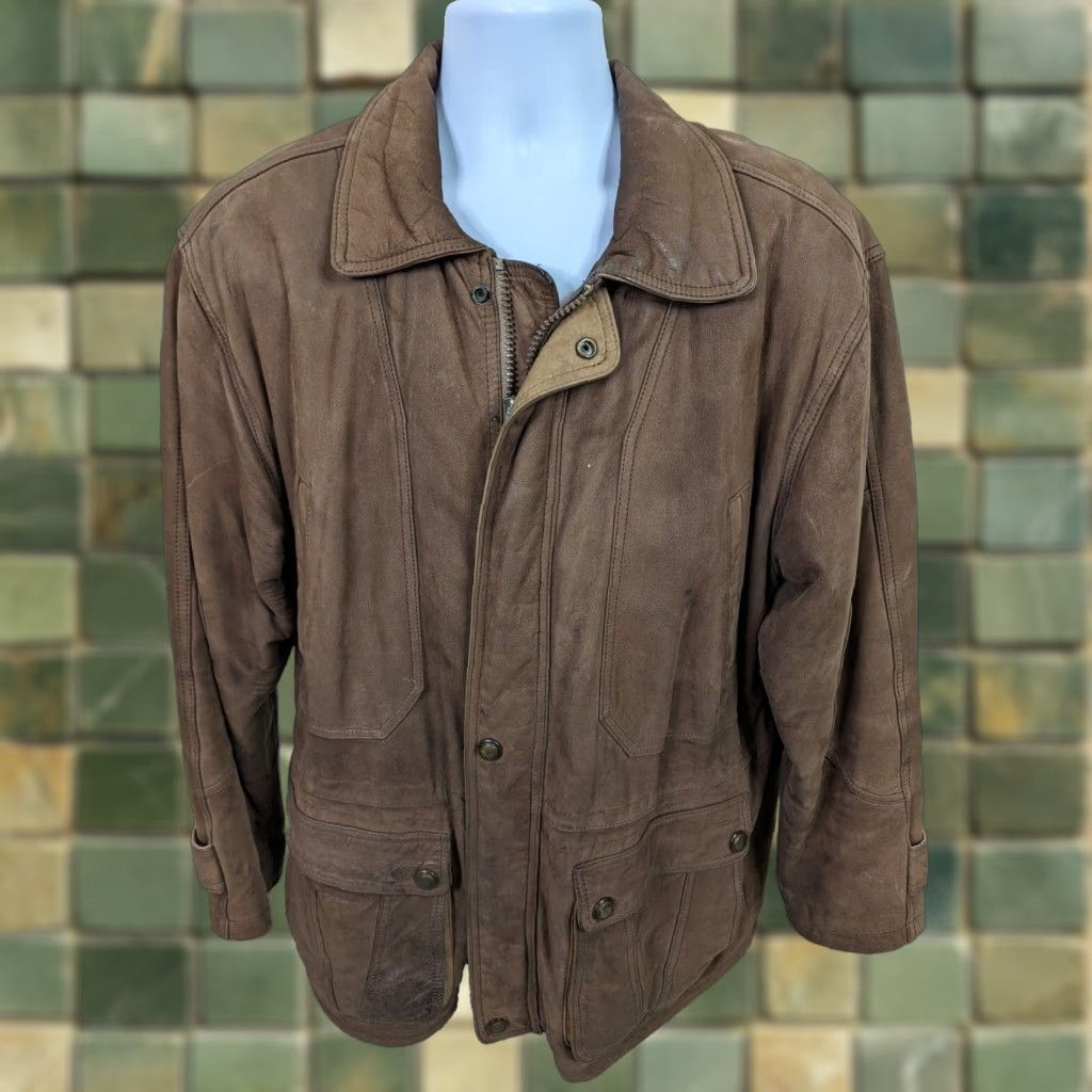 Vintage VINTAGE Brown Suede Leather Bomber Jacket Mens M 90s Relaxed Coat Coat Size US M / EU 48-50 / 2 - 1 Thumbnail