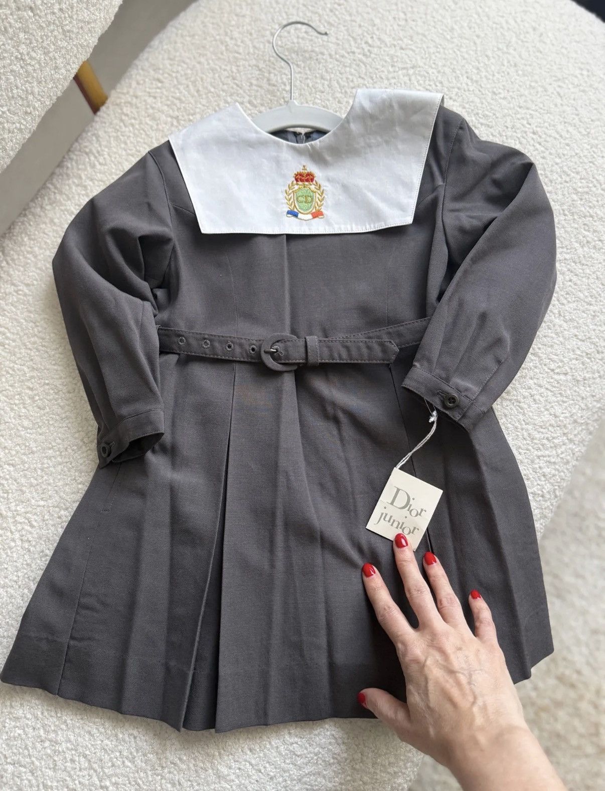 Dior Dior Junior Gray Dress with White Sailor Collar Size ONE SIZE - 2 Thumbnail